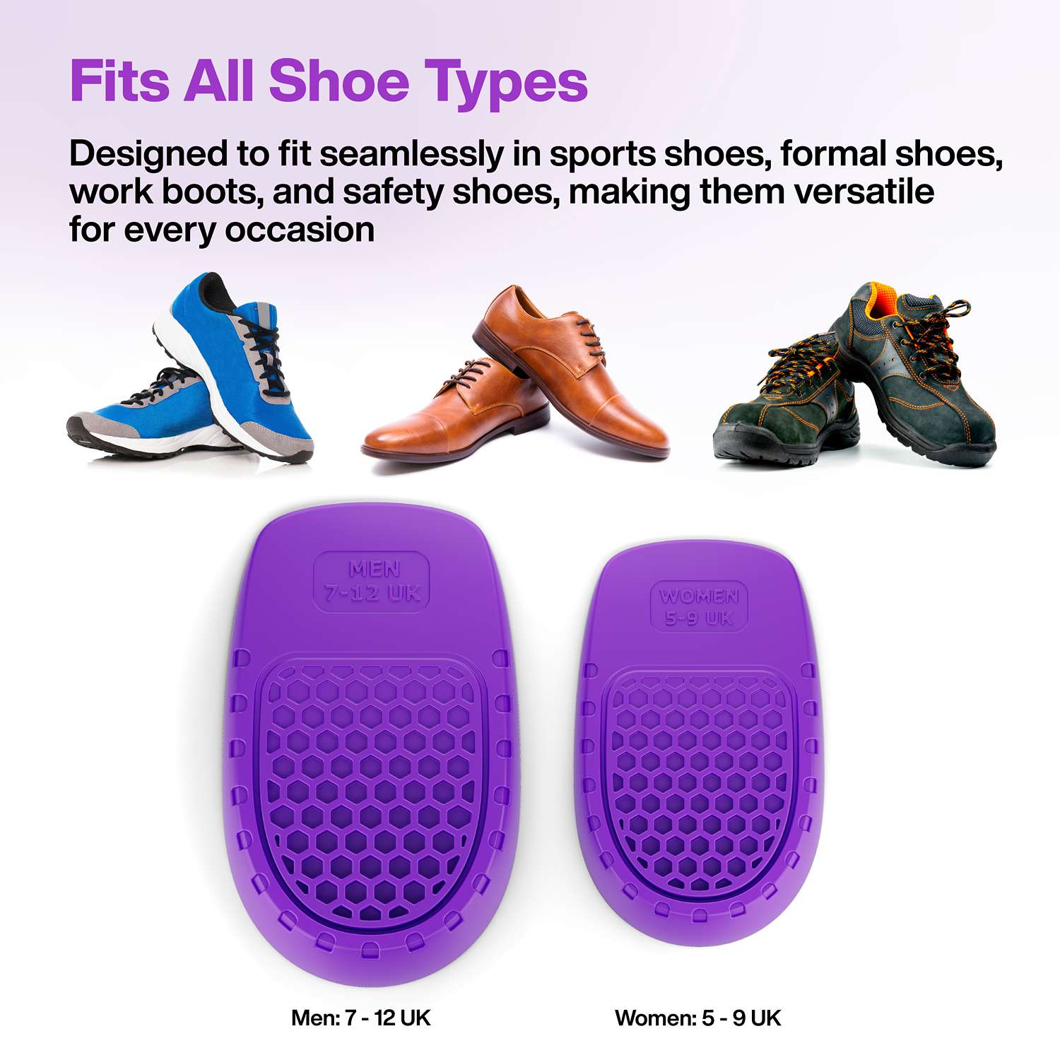 Pain Relief, Massaging Gel Heel Cups for All Day Cushioning & Comfort, Slim Design for Shock Absorption, Heel Spur & Plantar Fasciitis