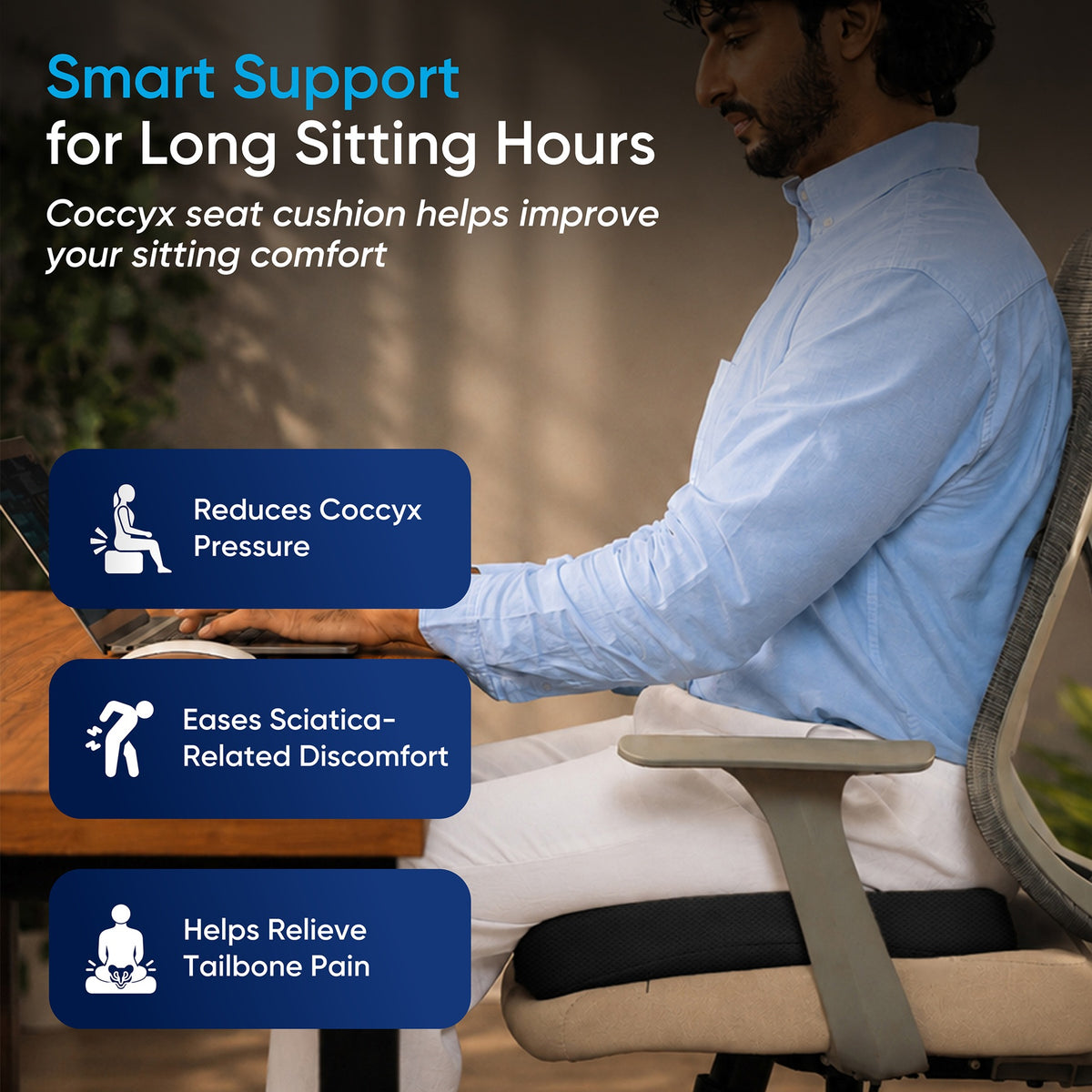 Memory Foam Coccyx Seat Cushion for Tailbone Pain