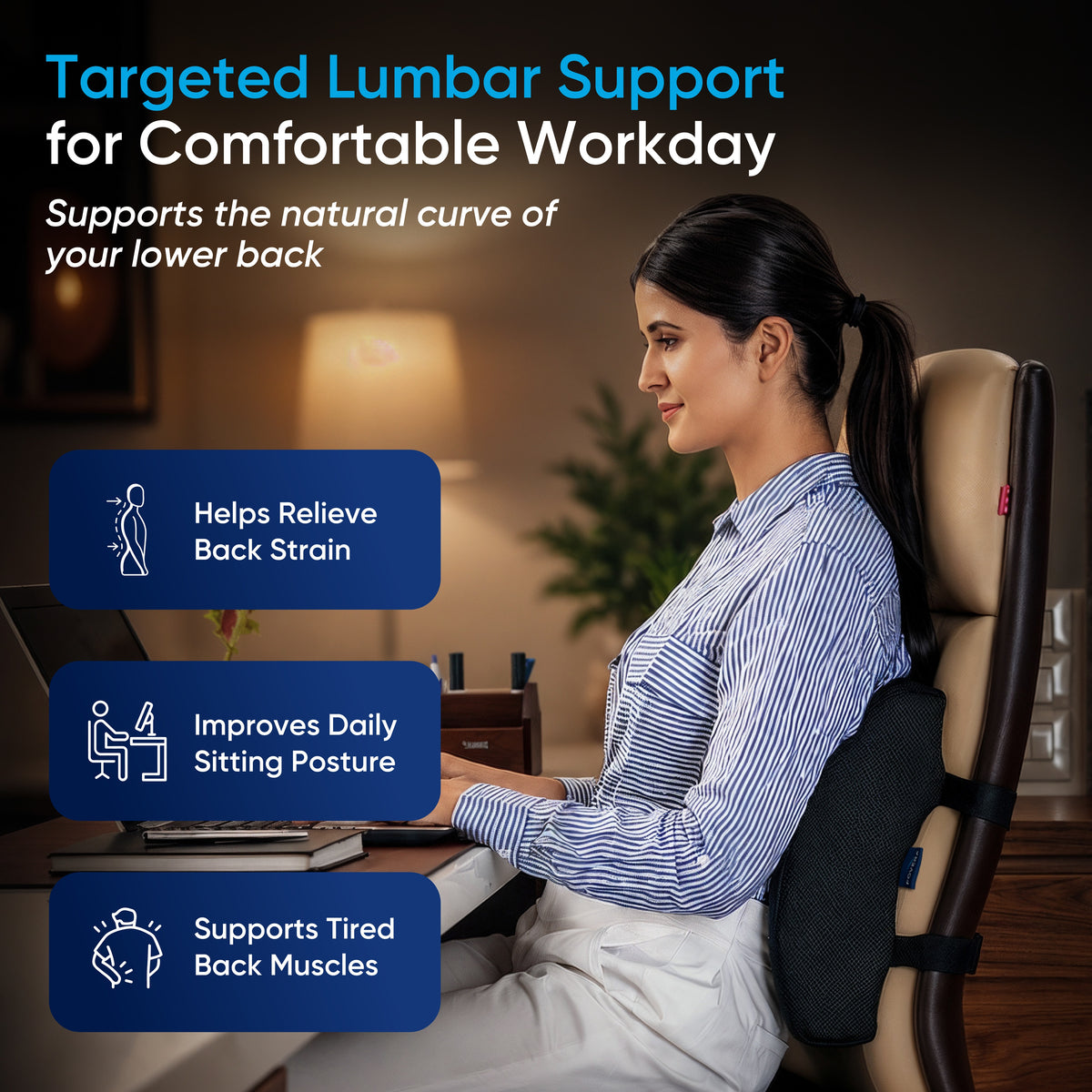 Orthopedic Memory Foam Lumbar Support Cushion for Chair