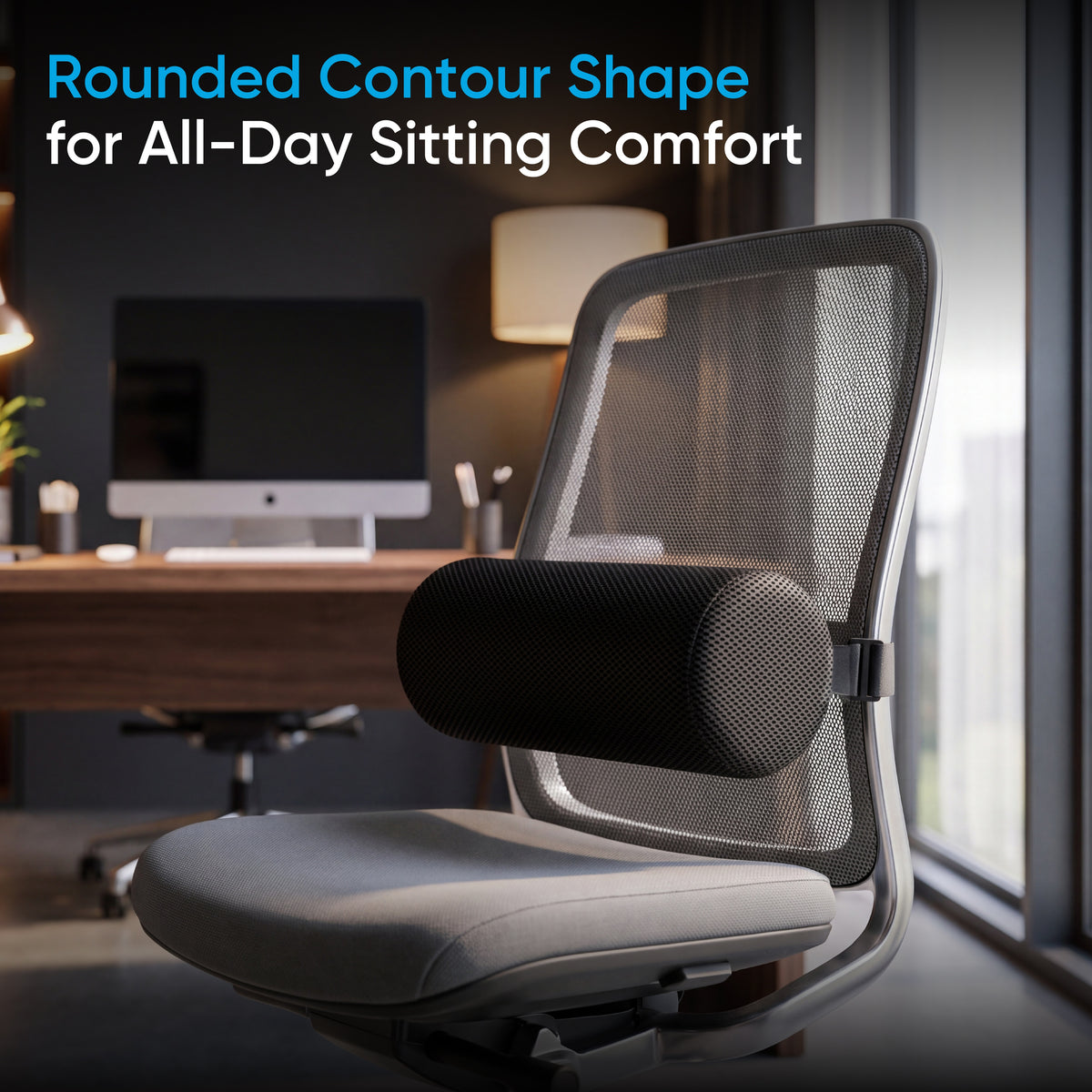 Lumbar Support Roll for Back Pain Relief - Versatile Cushion for Office, Car, and Travel with Adjustable Strap, Provides Ideal Lumbar, Back Support & Posture Correction