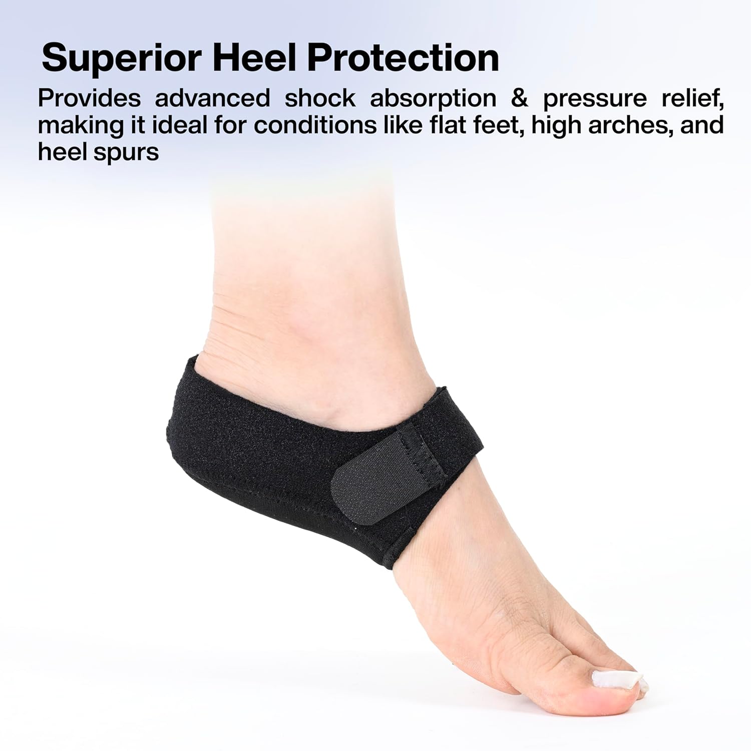 Heel Cup Sleeve with Gel Padding for Plantar Fasciitis & Heel Pain Relief - Breathable Neoprene Fabric, Heel Protector for Men & Women - Shock Absorbing, Non-Slip Design
