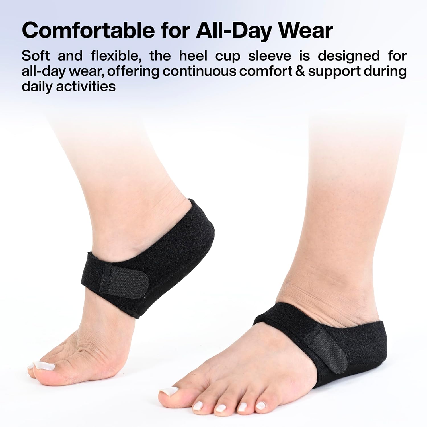 Heel Cup Sleeve with Gel Padding for Plantar Fasciitis & Heel Pain Relief - Breathable Neoprene Fabric, Heel Protector for Men & Women - Shock Absorbing, Non-Slip Design
