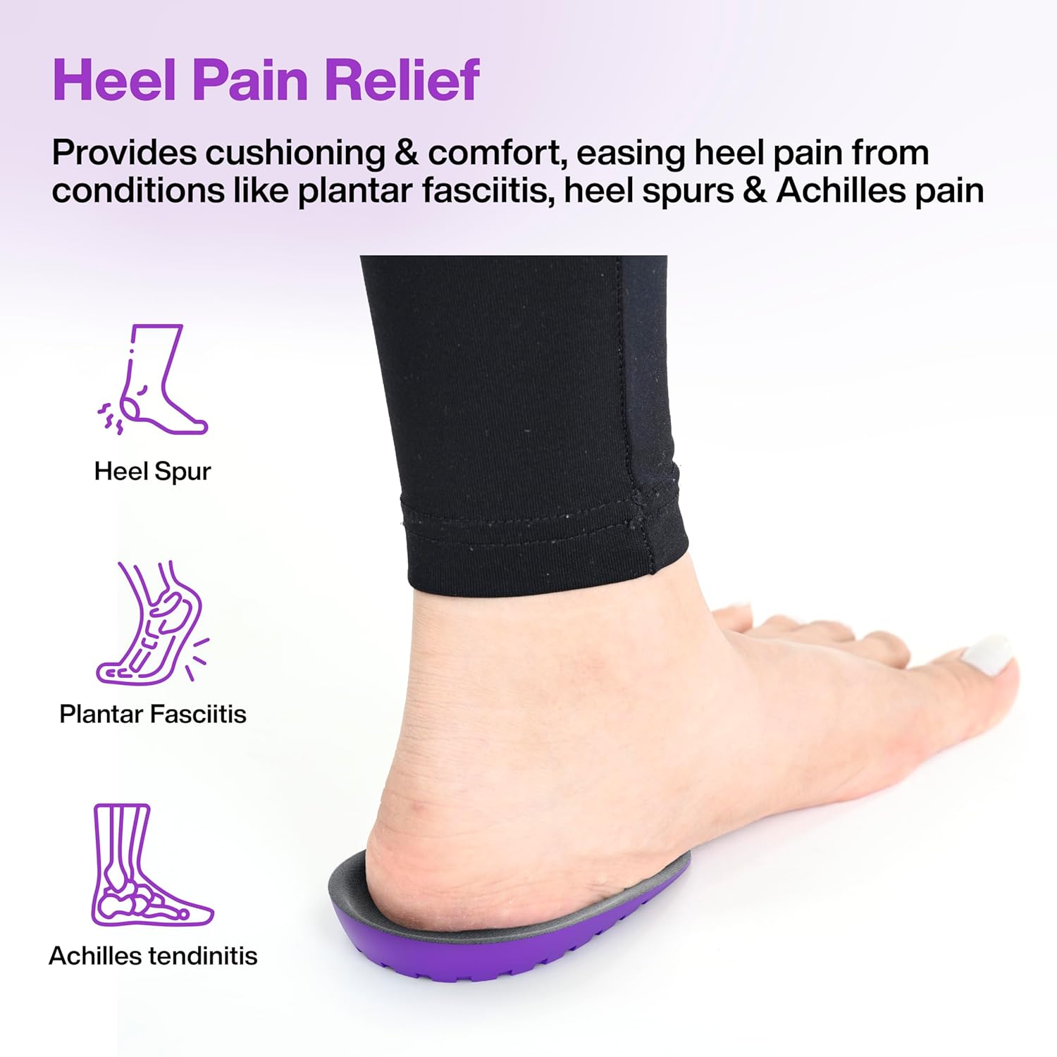 Pain Relief, Massaging Gel Heel Cups for All Day Cushioning