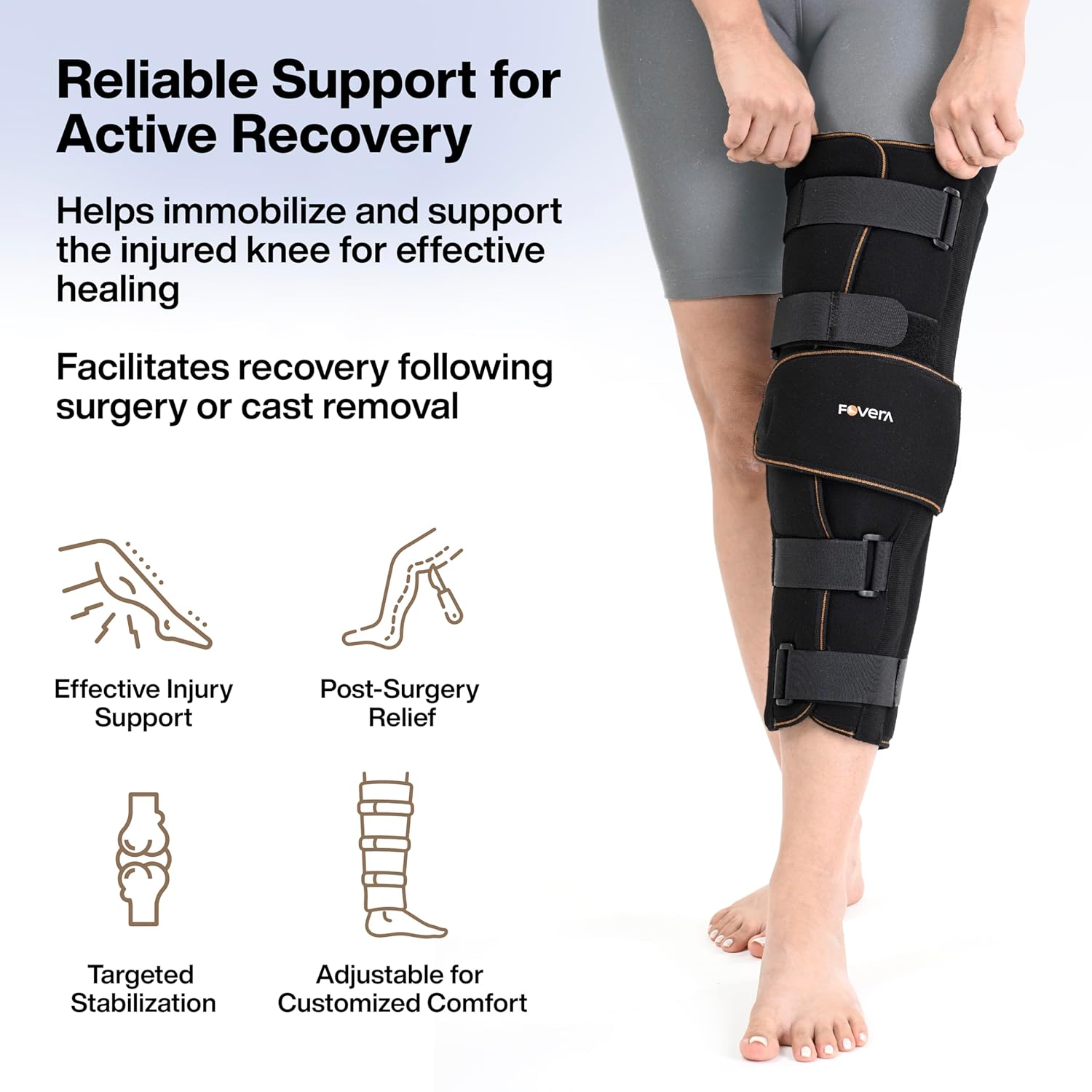 Knee Immobilizer Brace for Knee Support – Stabilizer Splint for Dislocation, Ligament Tear, & Injury Recovery