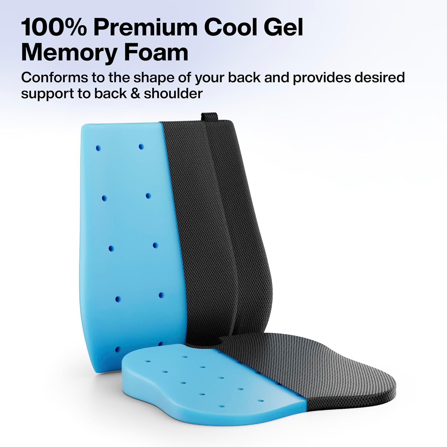 Cool Gel Memory Foam Car Back & Seat Cushion Combo for Long Drive & Daily Commute