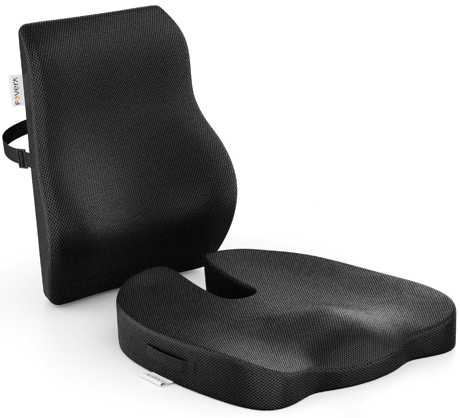 Cool Gel Memory Foam Back Support for Chair & Coccyx Seat Cushion for Tailbone