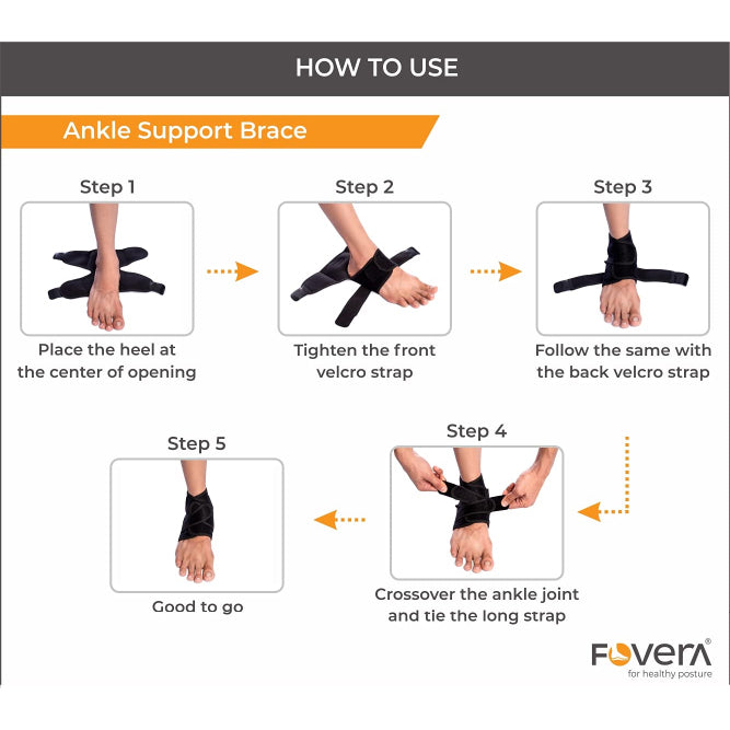 FOVERA Ankle Support Compression Brace for Injuries, Ankle Protection (1 Pc)