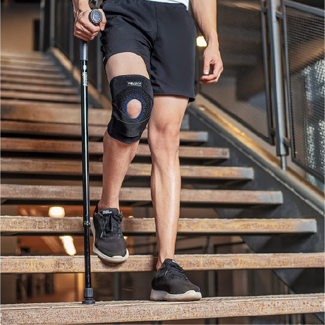 Adjustable Knee Brace (Single) with Side Stabilizers & Patella Gel Pads, Knee Support