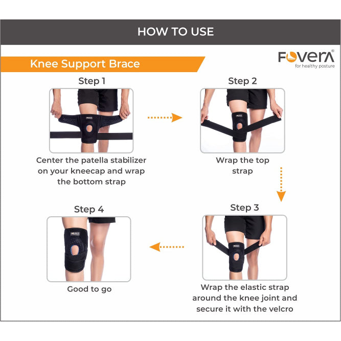 Adjustable Knee Brace (Single) with Side Stabilizers & Patella Gel Pads, Knee Support