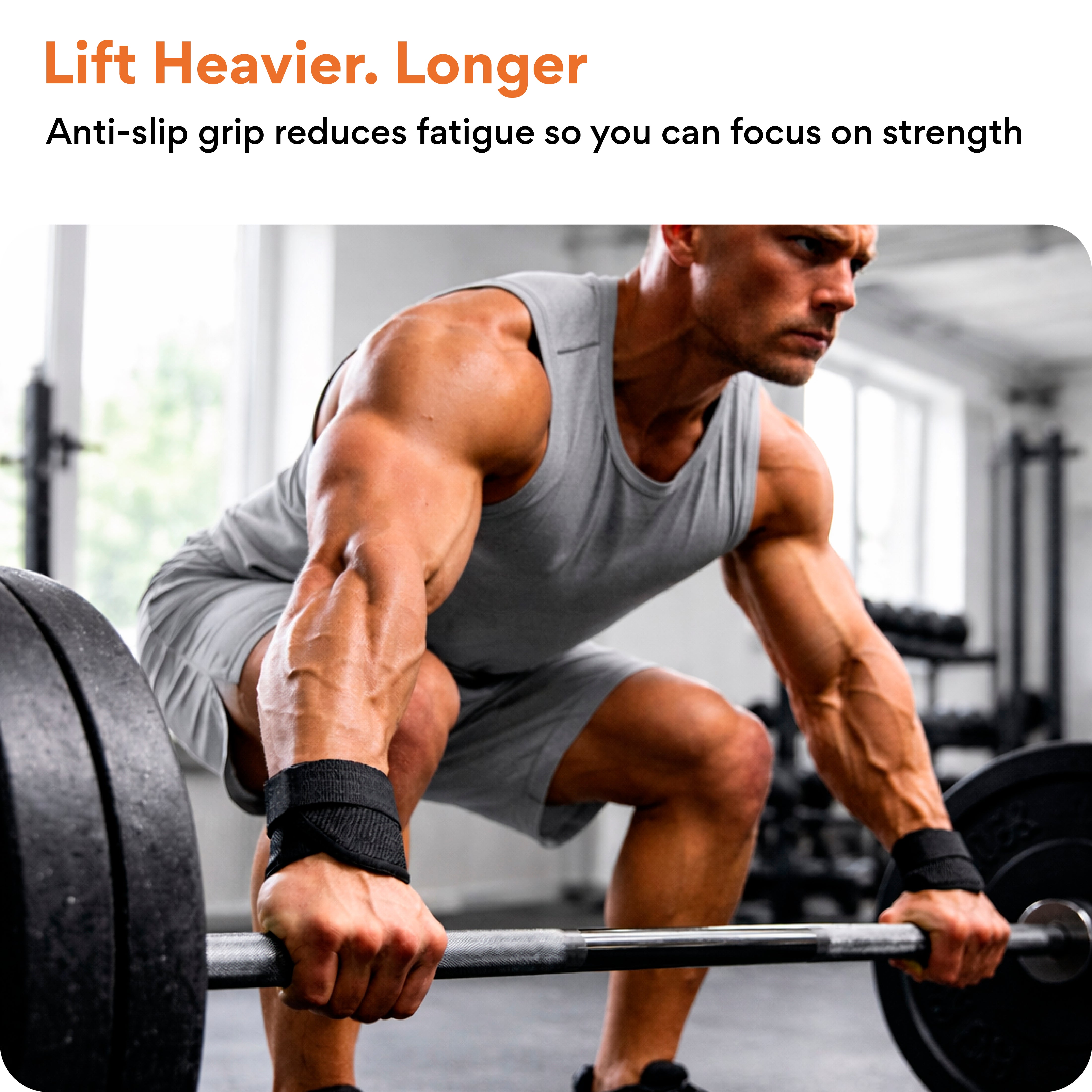 FOVERA Weight Lifting Straps | Anti-Slip Hand Grip Enhancer for Deadlifts, Rows & Pull Ups