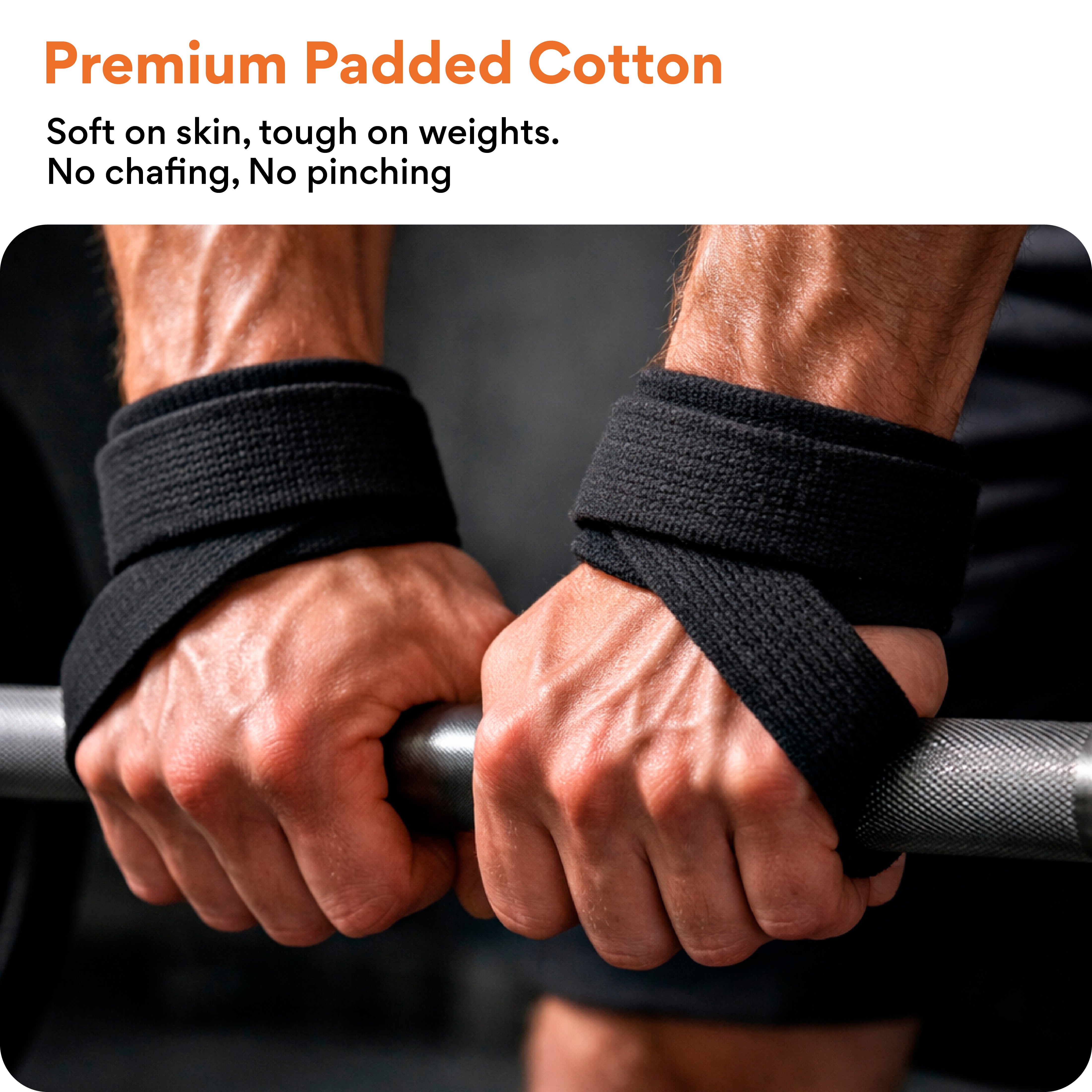 FOVERA Weight Lifting Straps | Anti-Slip Hand Grip Enhancer for Deadlifts, Rows & Pull Ups