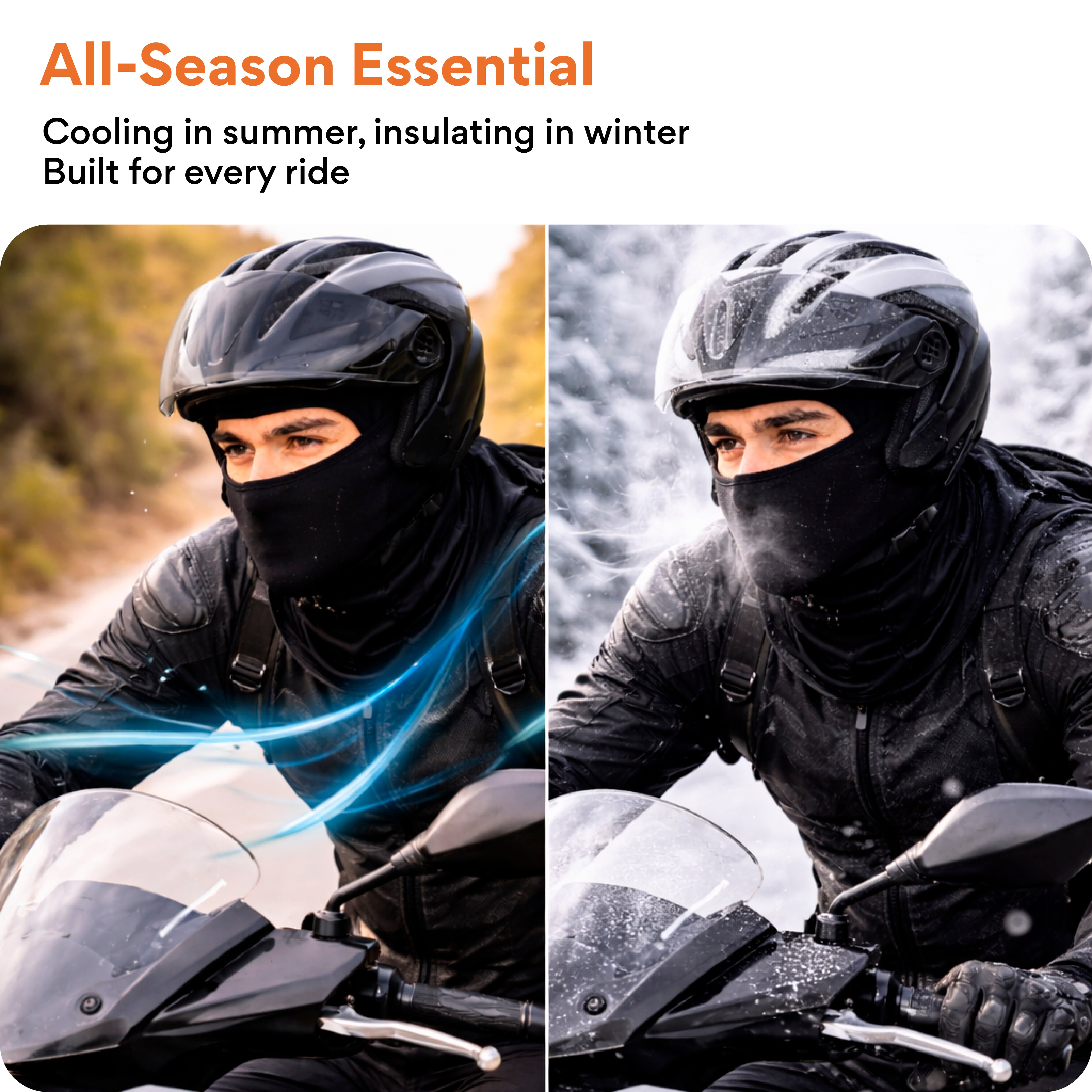 FOVERA Full Face Helmet Mask for Bikers – UV Protection Balaclava for Men & Women