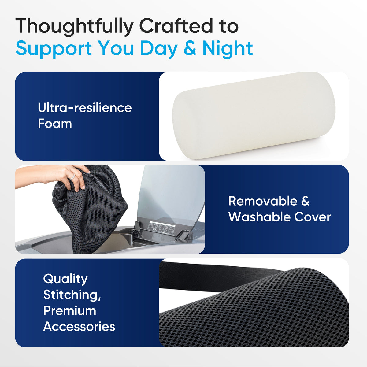 Lumbar Support Roll for Back Pain Relief - Versatile Cushion for Office, Car, and Travel with Adjustable Strap, Provides Ideal Lumbar, Back Support & Posture Correction