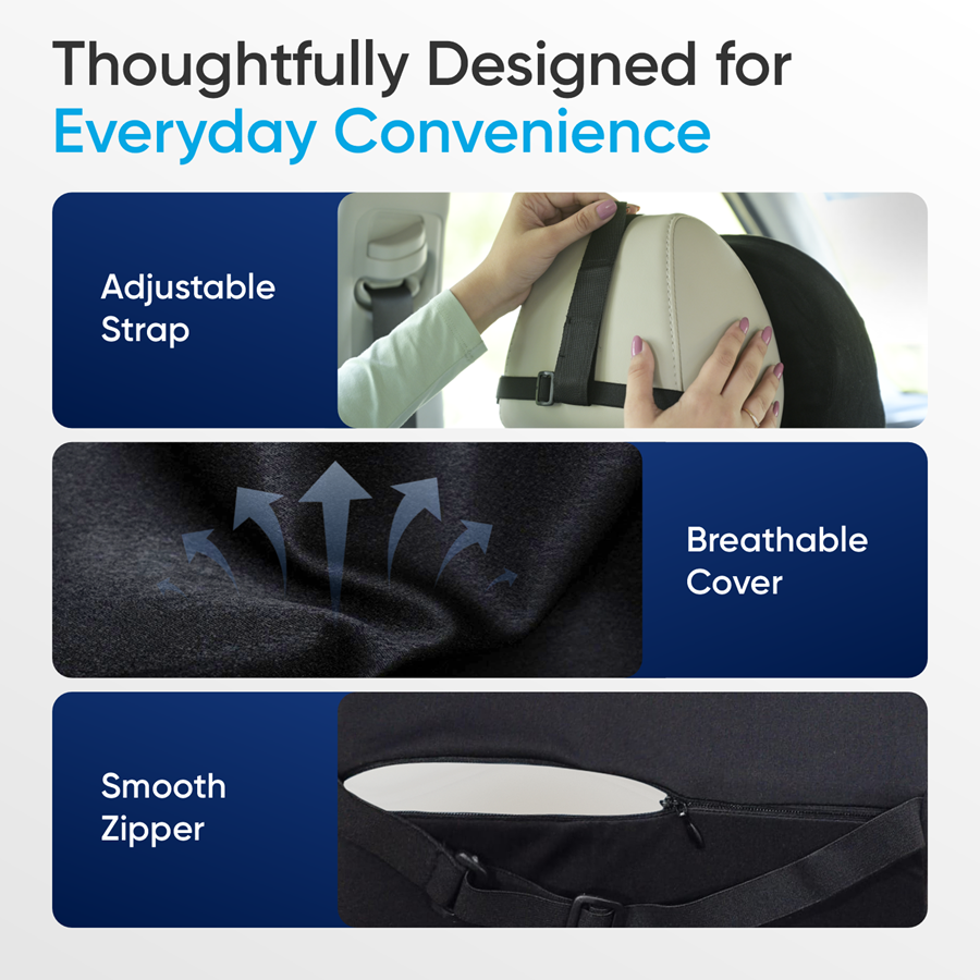 Car Headrest Memory Foam Pillow (Large)
