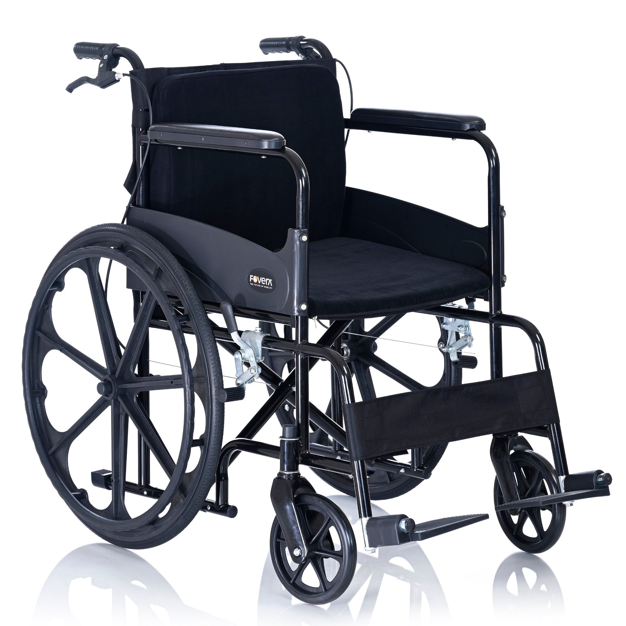 Foldable Wheelchair with Memory Foam Back and Seat Cushions and Attendant Brakes