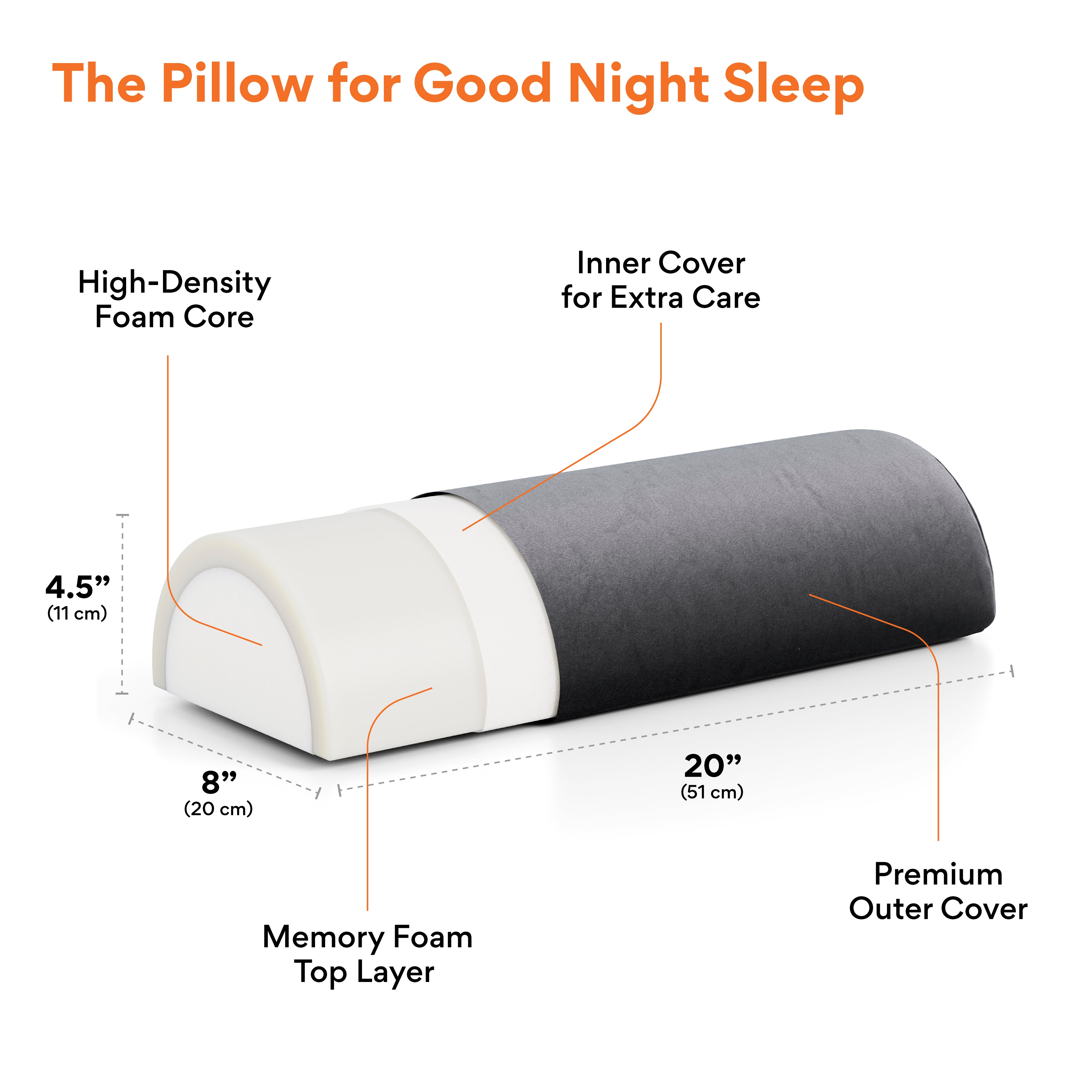 Half Moon Pillow with Memory Foam Top