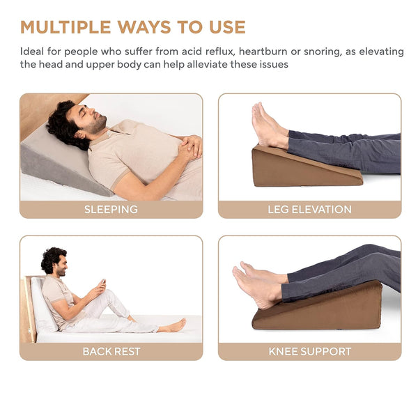 Buy Multi Purpose Bed Wedge Pillow - Memory Foam Top - Provides