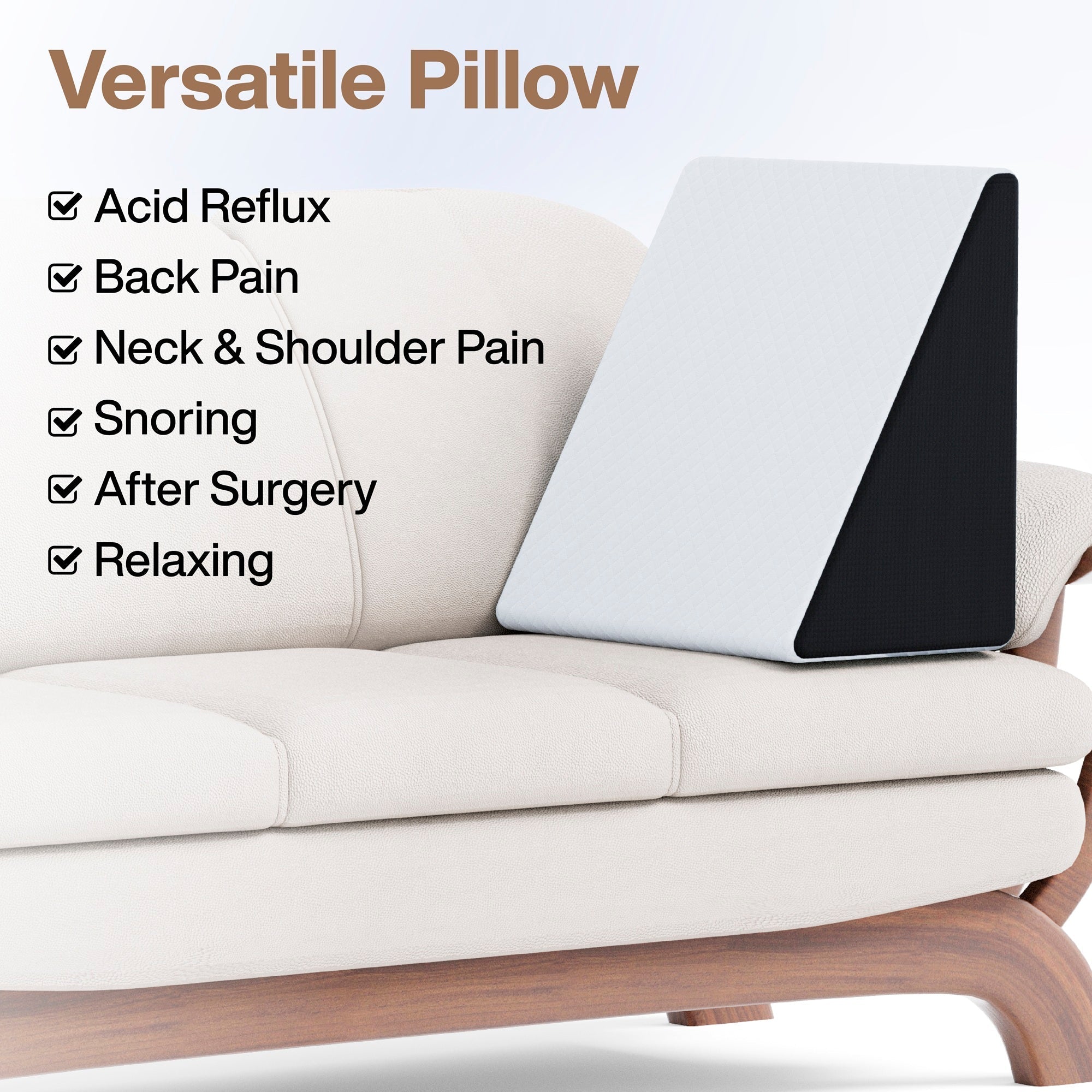 Bed Wedge Pillow for Acid Reflux, Snoring, GERD, Leg Elevation