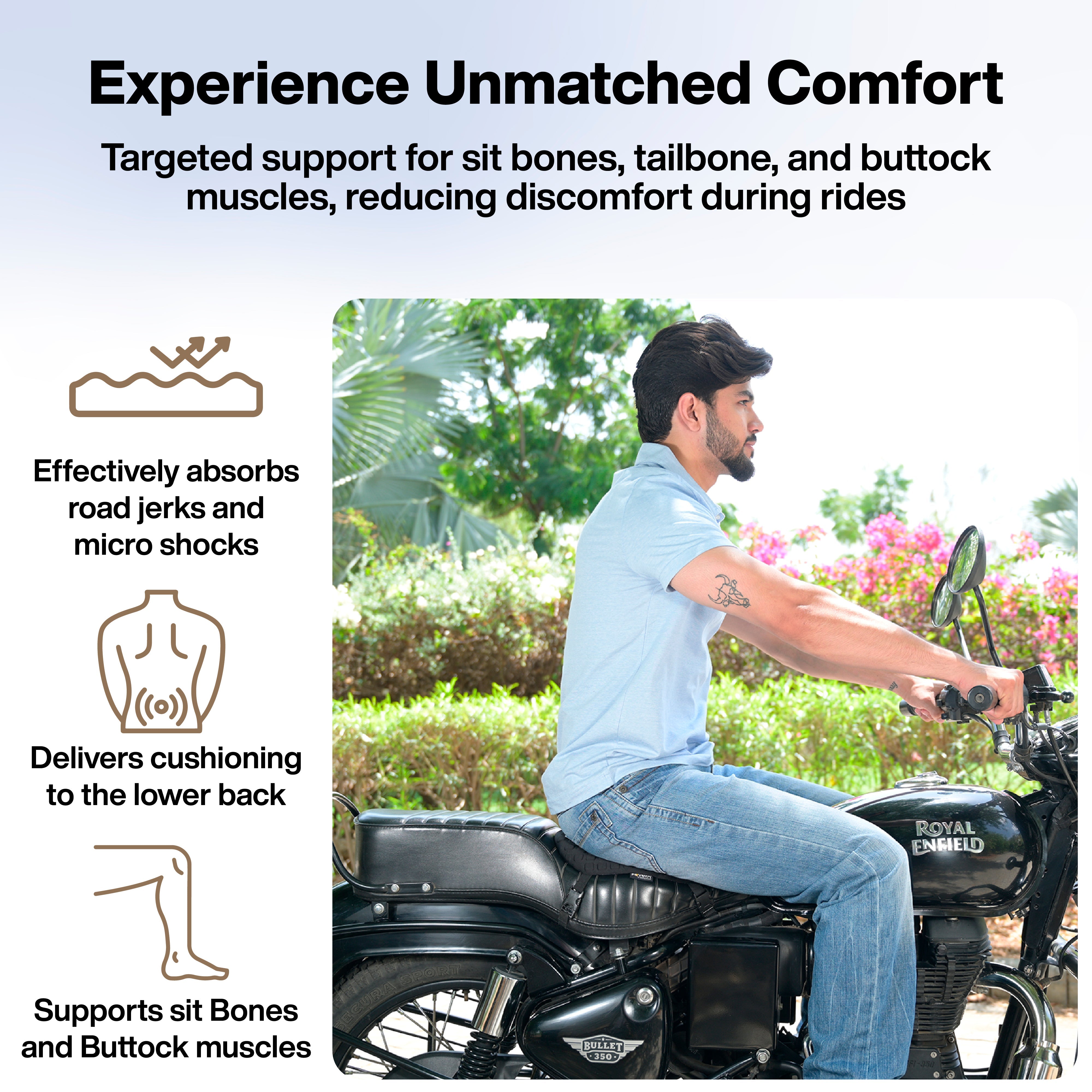 FOVERA Motorcycle Gel Seat Cushion
