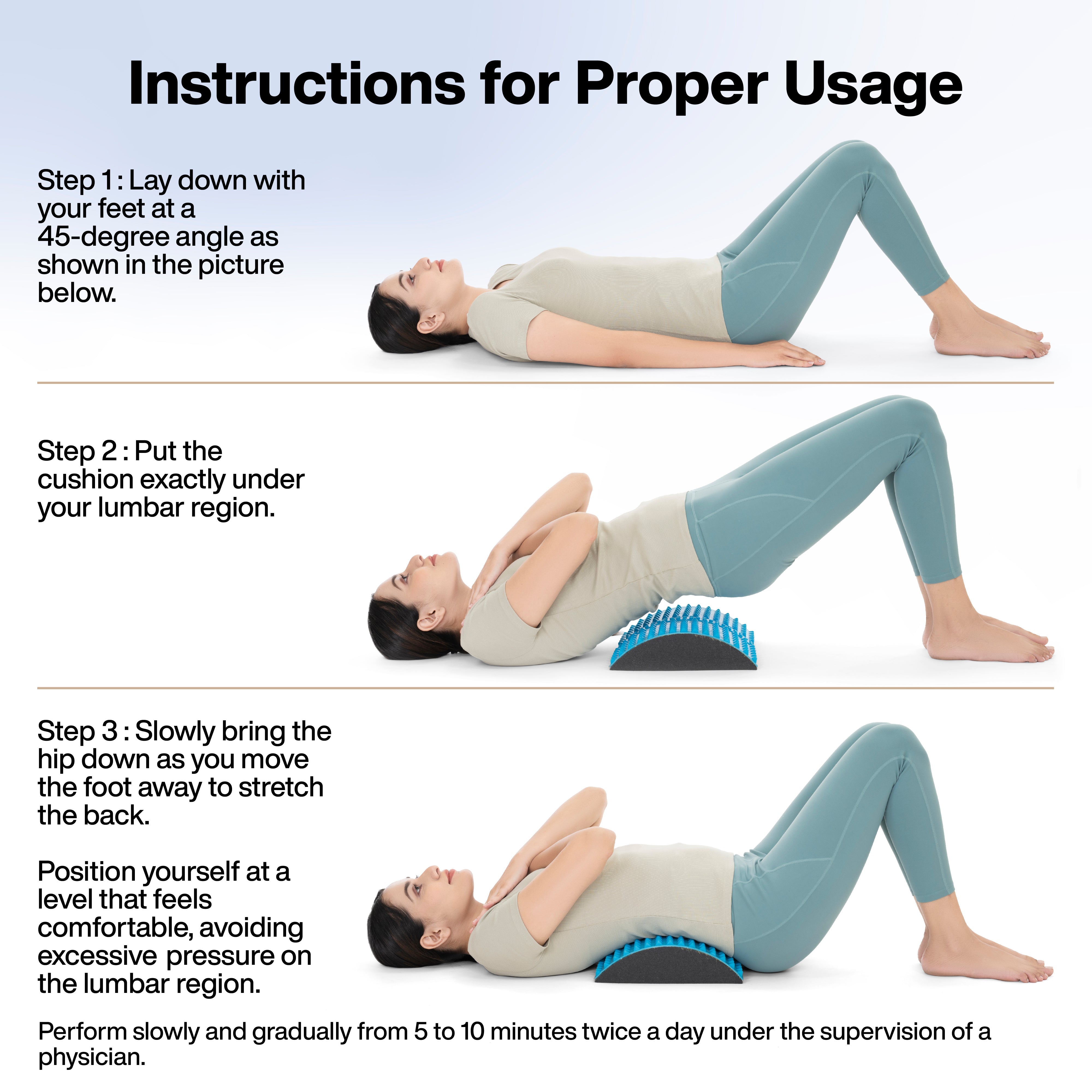 back stretcher pillow placement on lower back lumbar spine diagram