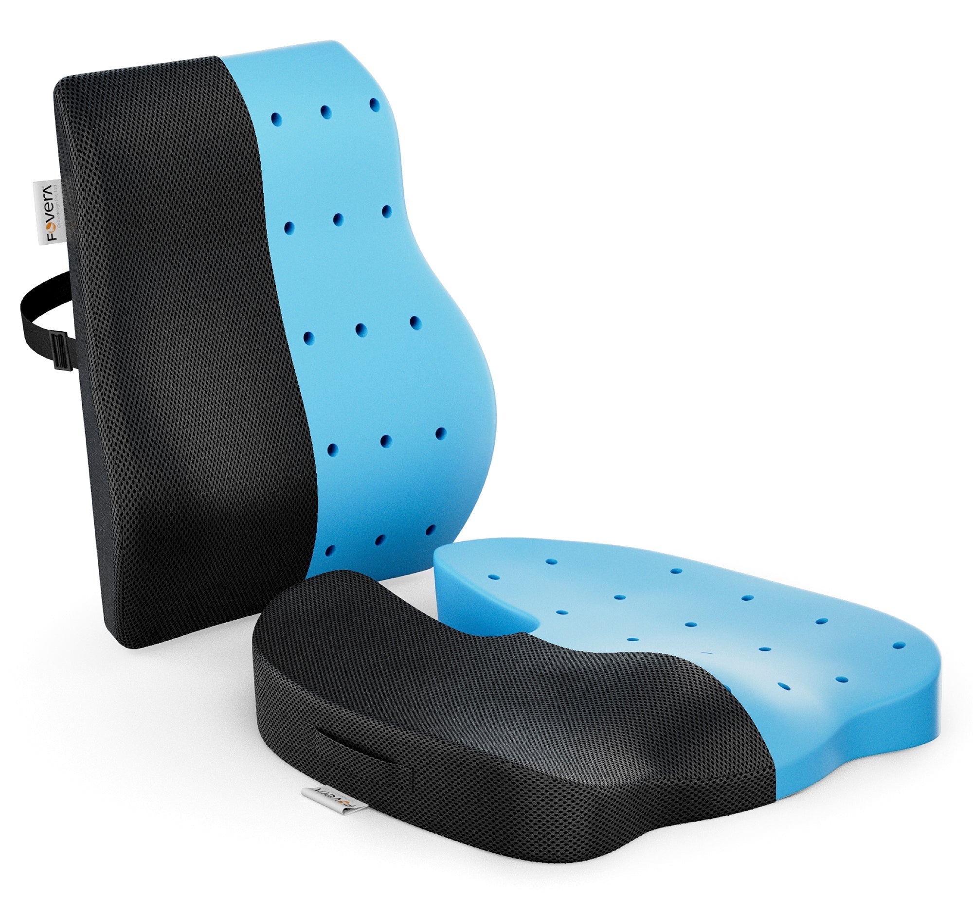 FOVERA Back Support for Chair & Coccyx Seat Cushion for Tailbone Combo