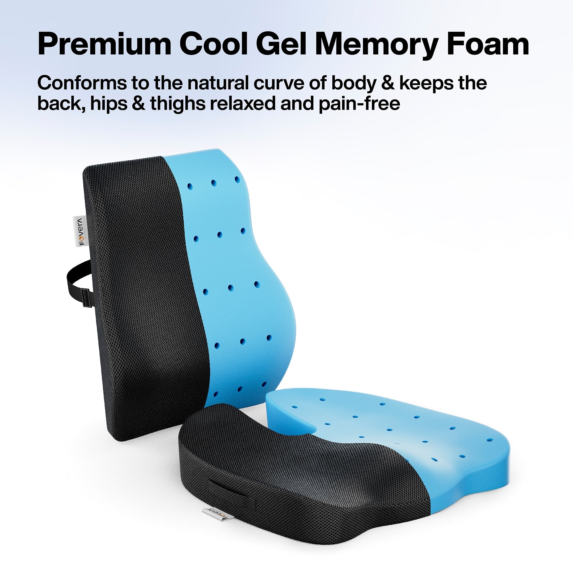 FOVERA Back Support for Chair & Coccyx Seat Cushion for Tailbone Combo