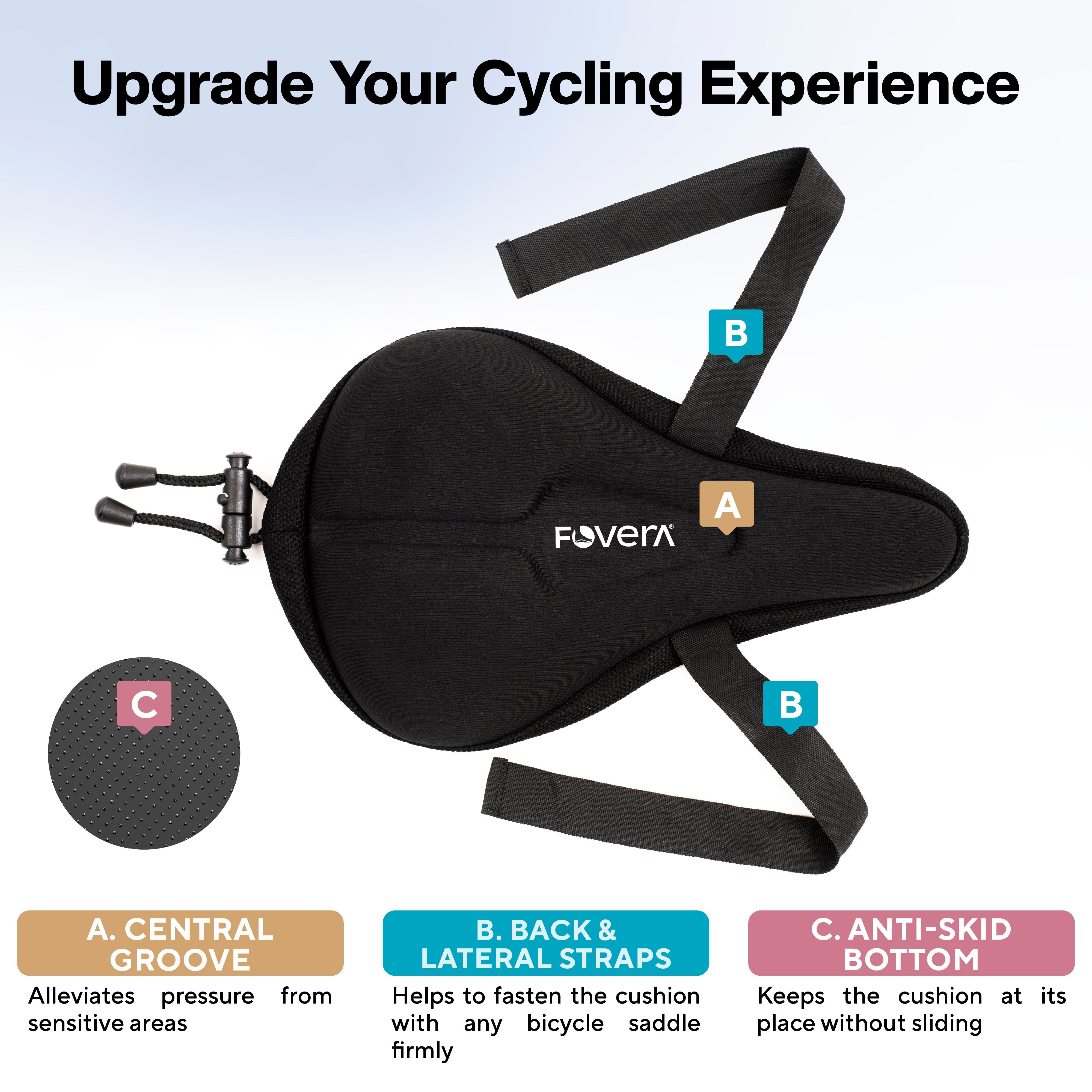 FOVERA Gel Bicycle Saddle Seat Cushion Cover