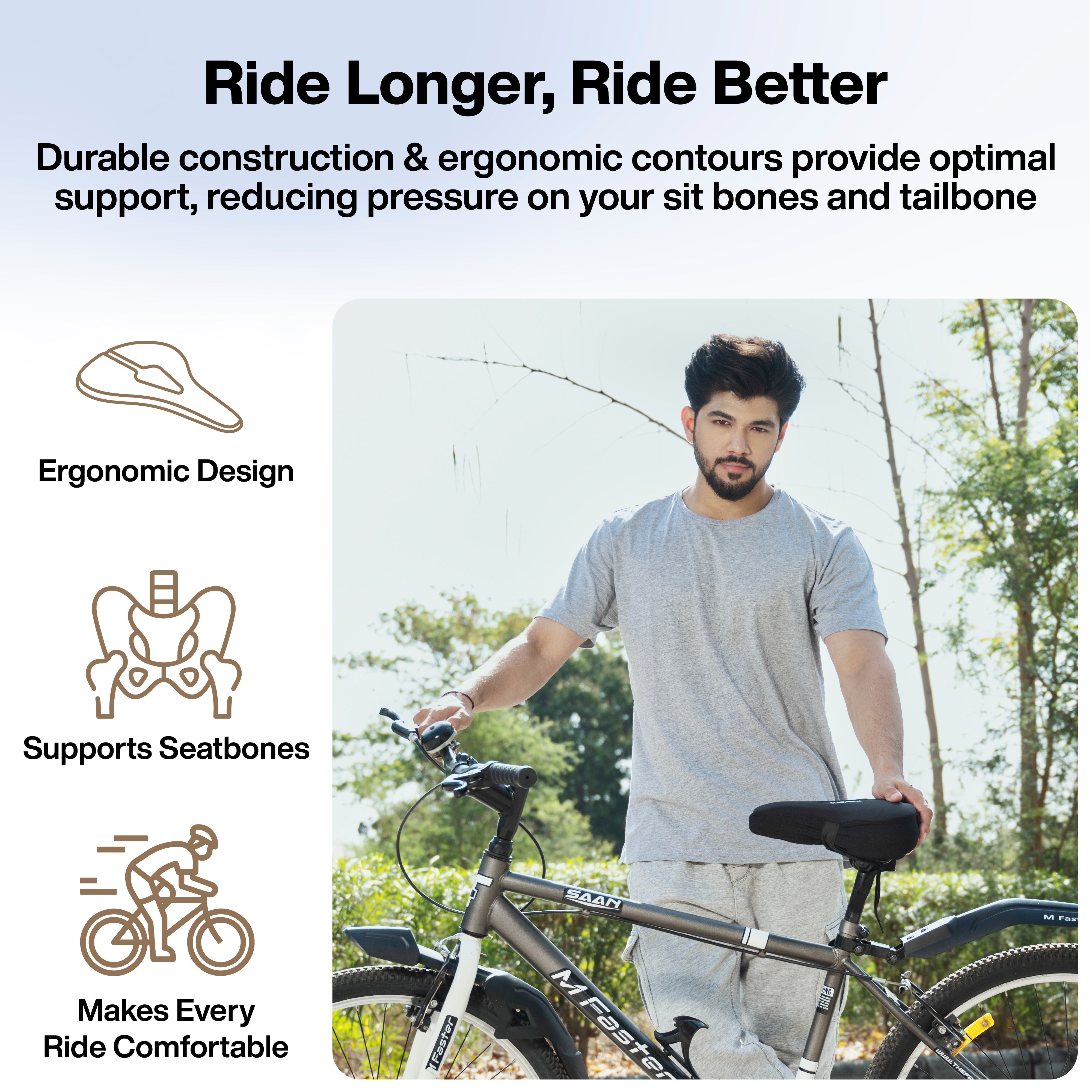 FOVERA Gel Bicycle Saddle Seat Cushion Cover