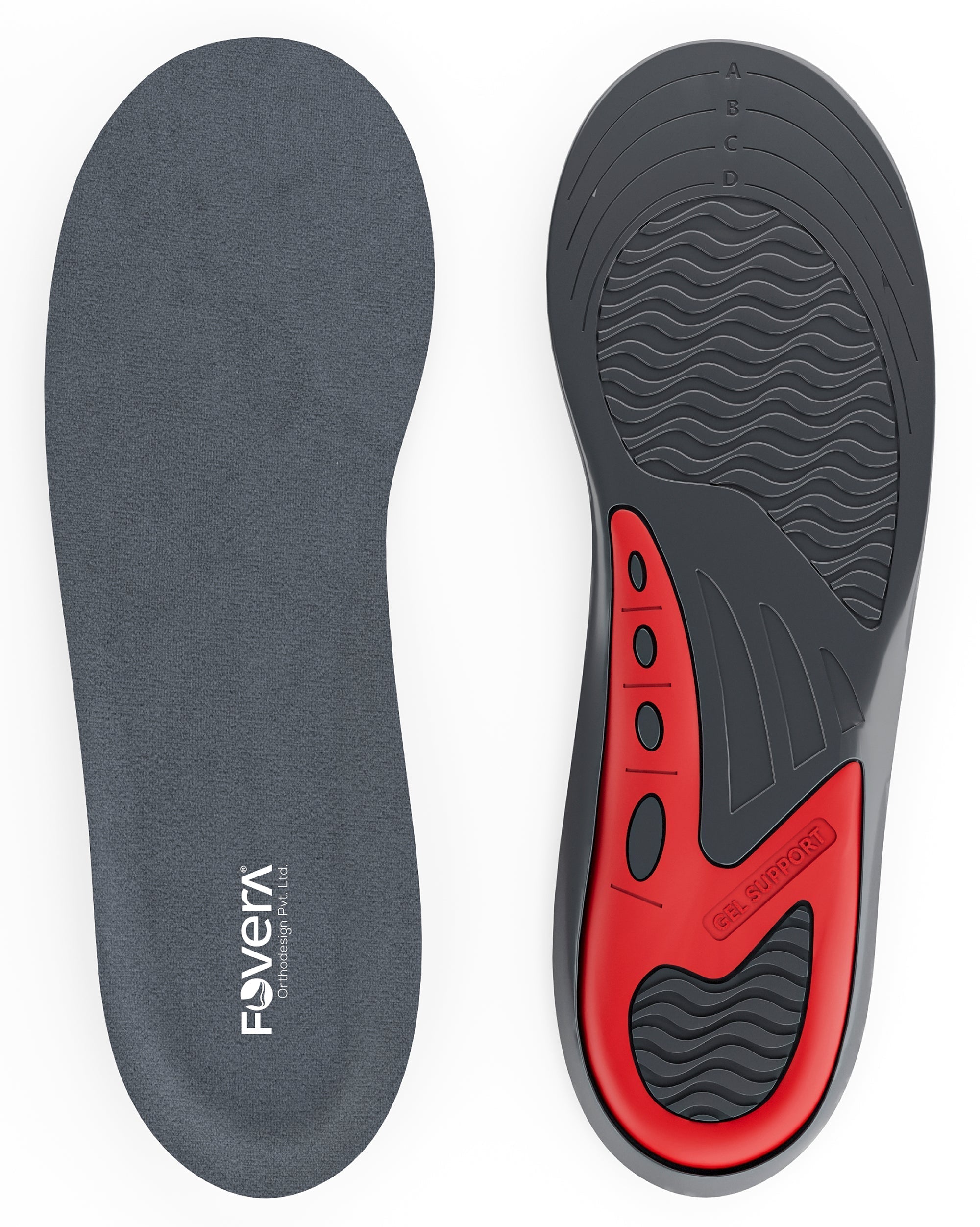 FOVERA Dual Gel Insoles Pair for Walking, Running, Sports, Formal & Safety Shoes