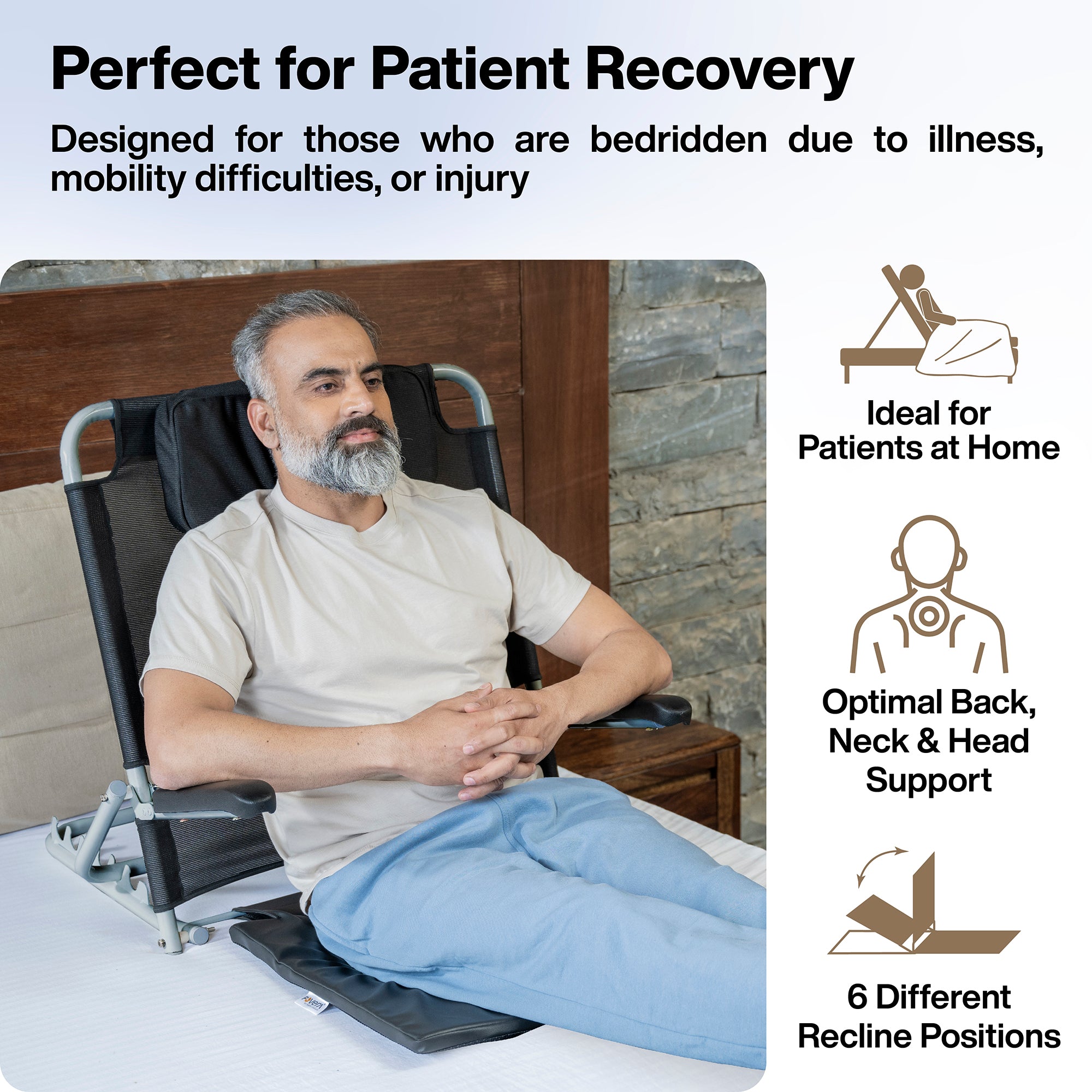 Adjustable Hospital Back Support for Bed with Arm Rest (Advanced)
