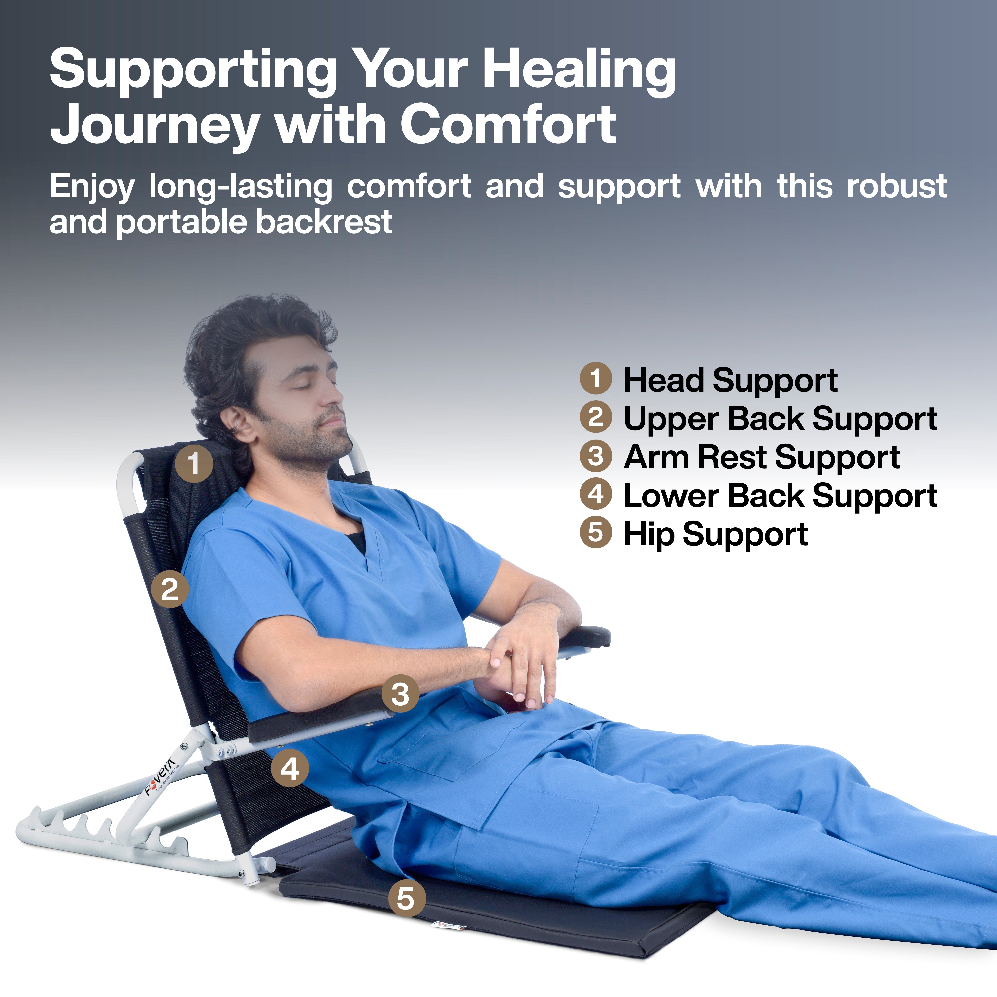 Adjustable Hospital Back Support for Bed with Arm Rest (Advanced)