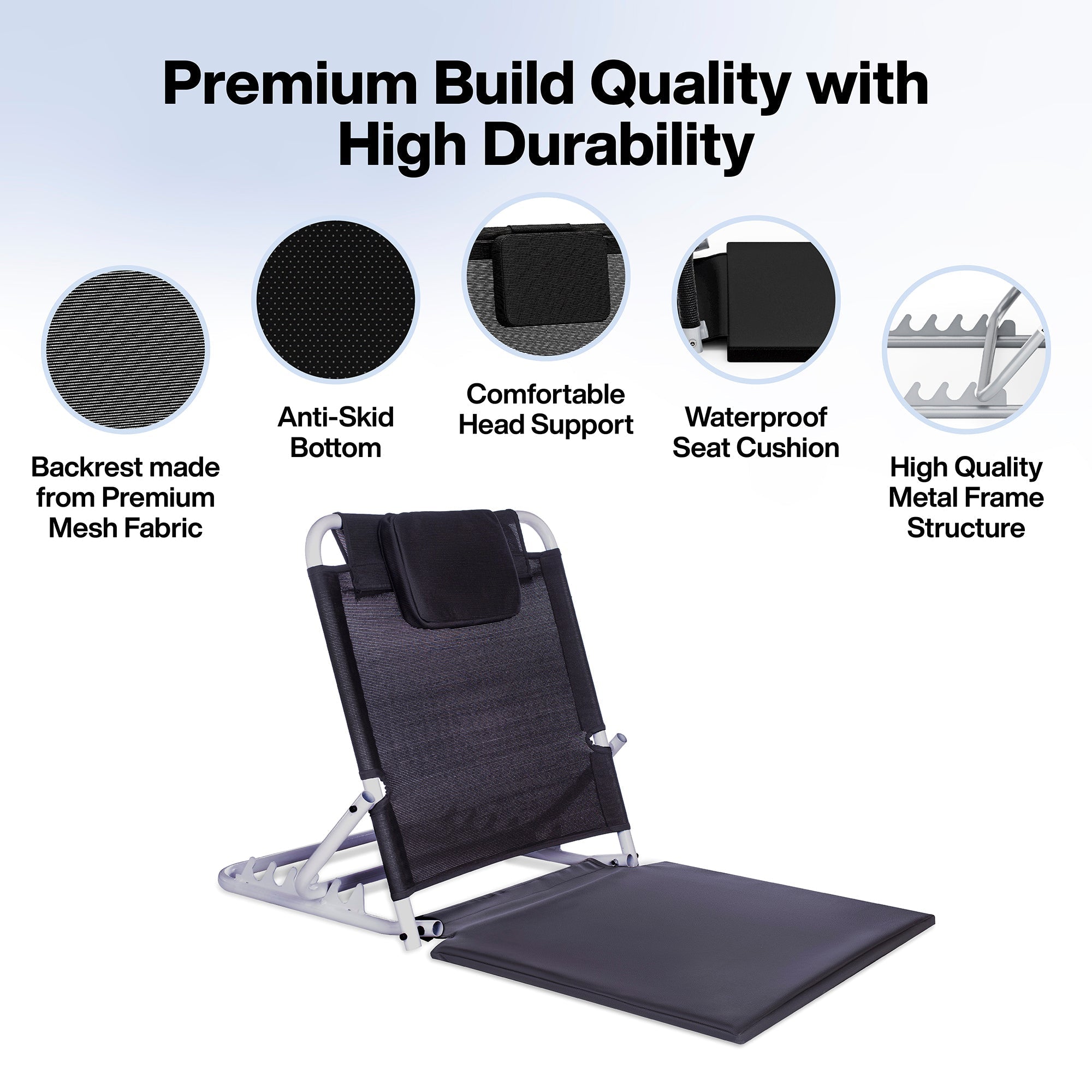 Aidapt Adjustable Bed Back Rest, Support Provides Extra Comfort - Grey