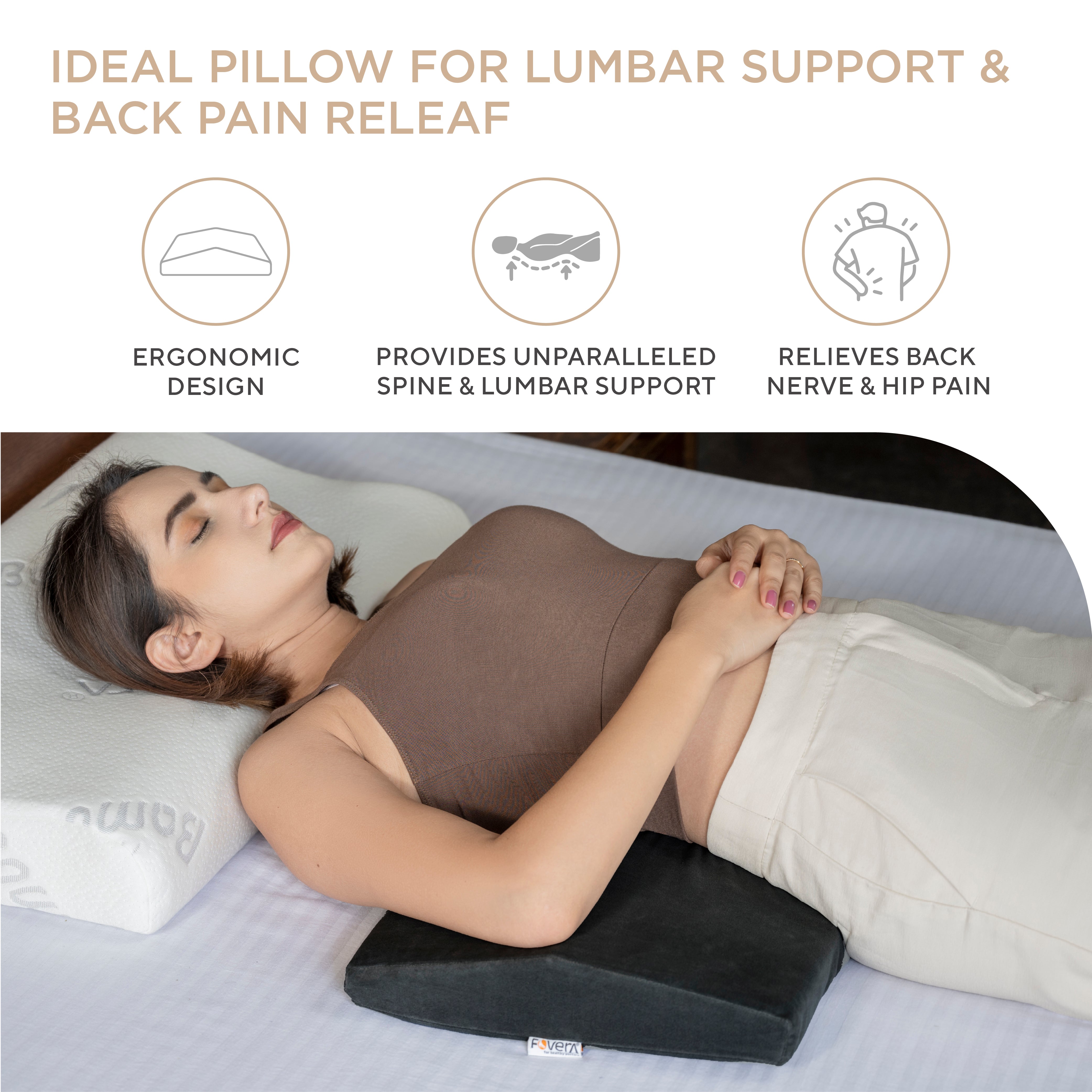 Lumbar Pillow for Sleeping - Back Pain, Nerve Pain, Pregnancy, and Hip Pain Relief