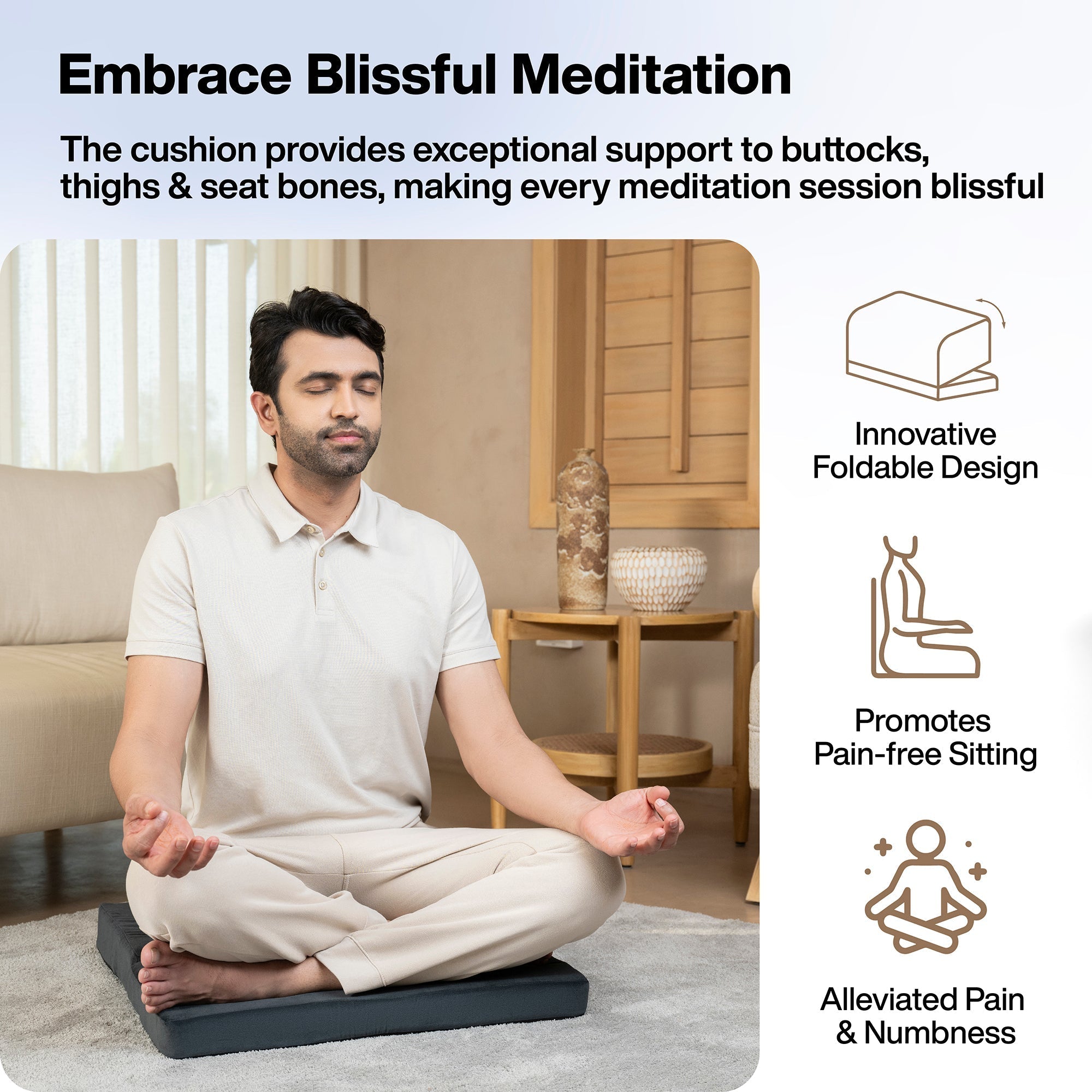 Foldable Portable Large Size Meditation Cushion (Flat)
