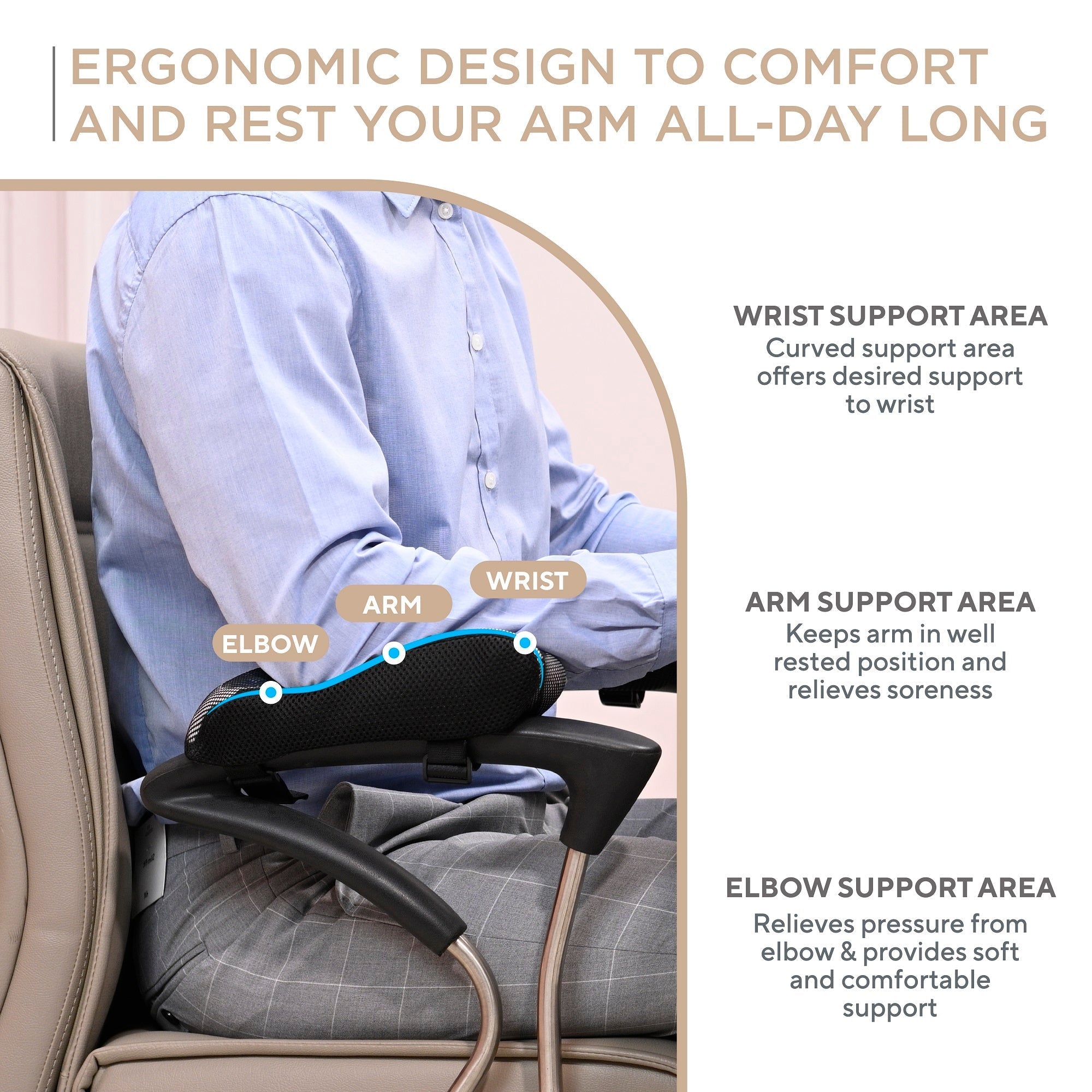 Gel and Memory Foam Armrest Pads for Office & Gaming Chair