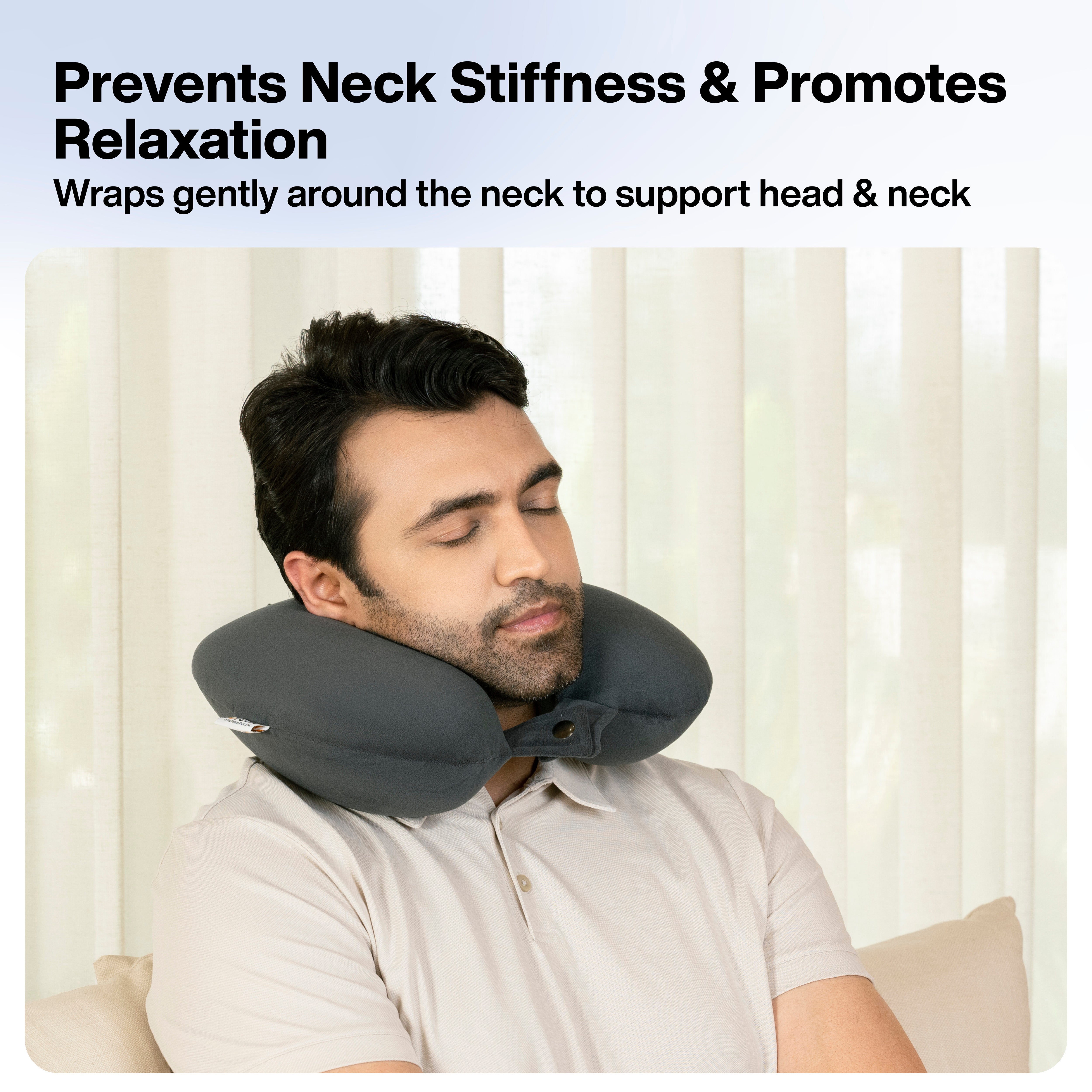 Memory Foam Neck Rest Pillow for Neck Support for Resting in Flight, Car, Train & Bus