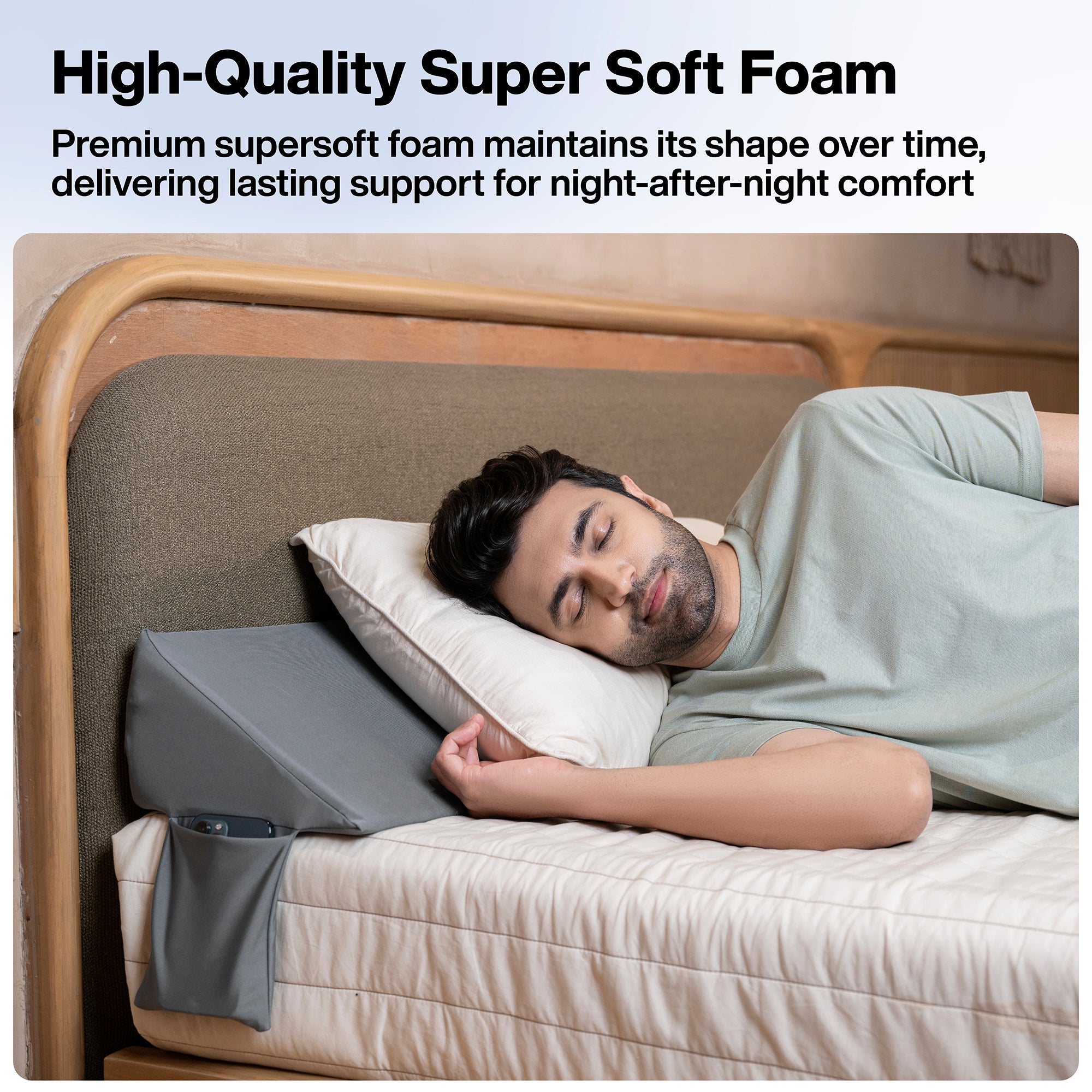 Bed Wedge Pillow for Headboard Gap for Filling Gap Between