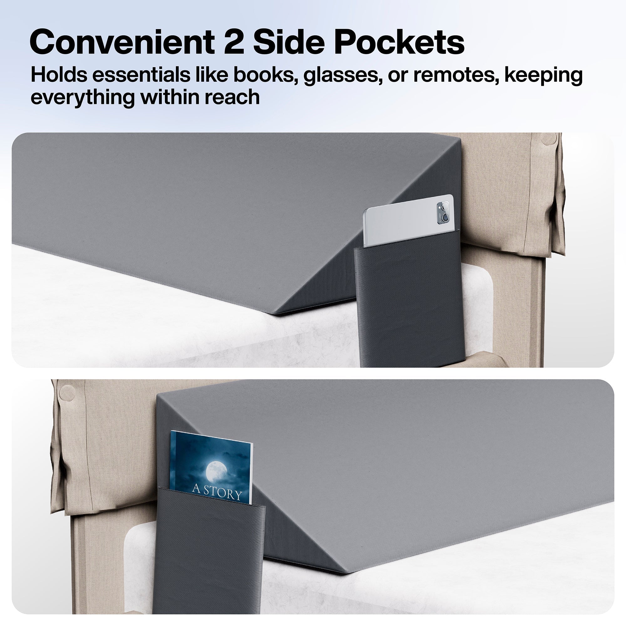 Bed Wedge Pillow for Headboard Gap for Filling Gap Between Headboard & Mattress