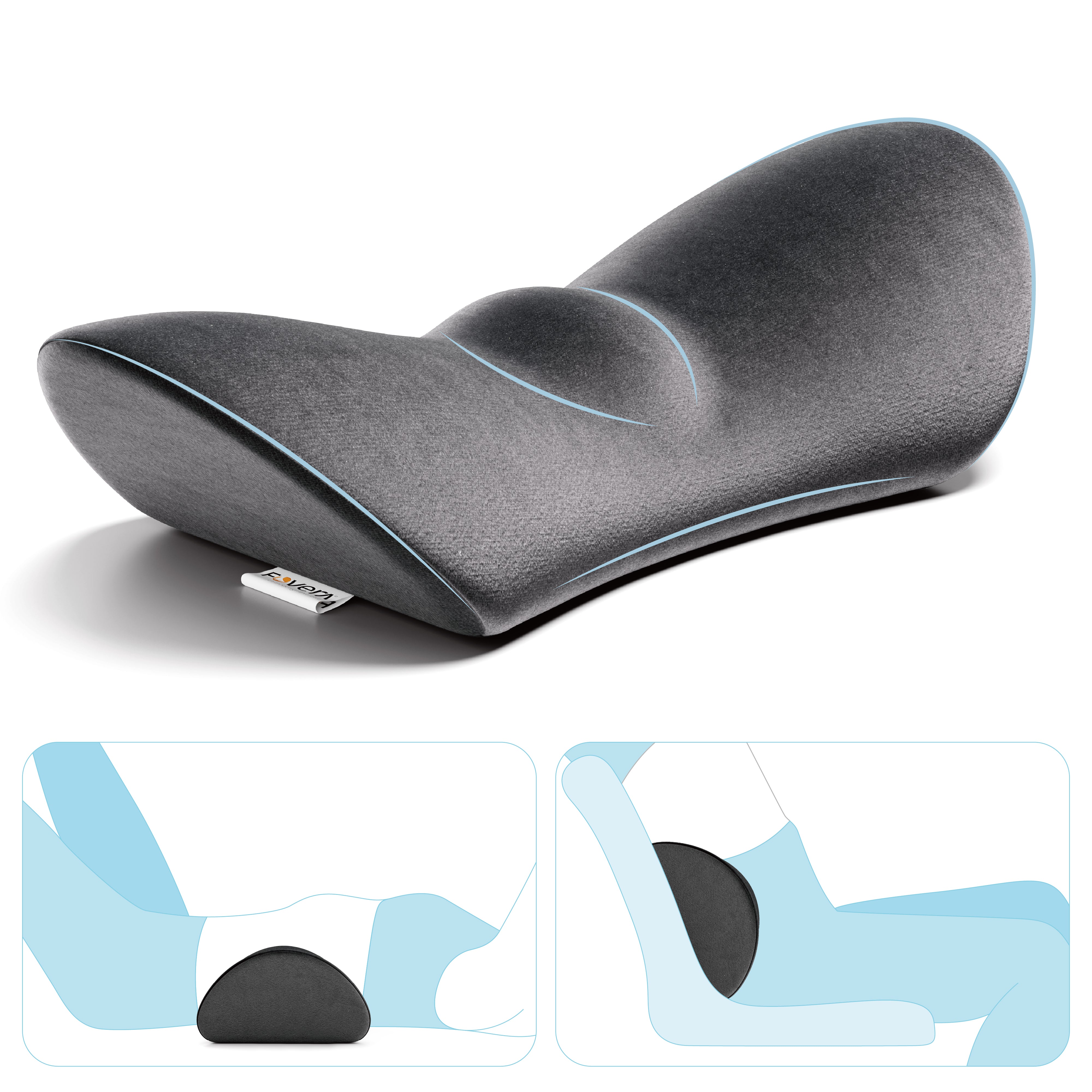 Cool Gel Memory Foam Contoured Lumbar Pillow for Sleeping