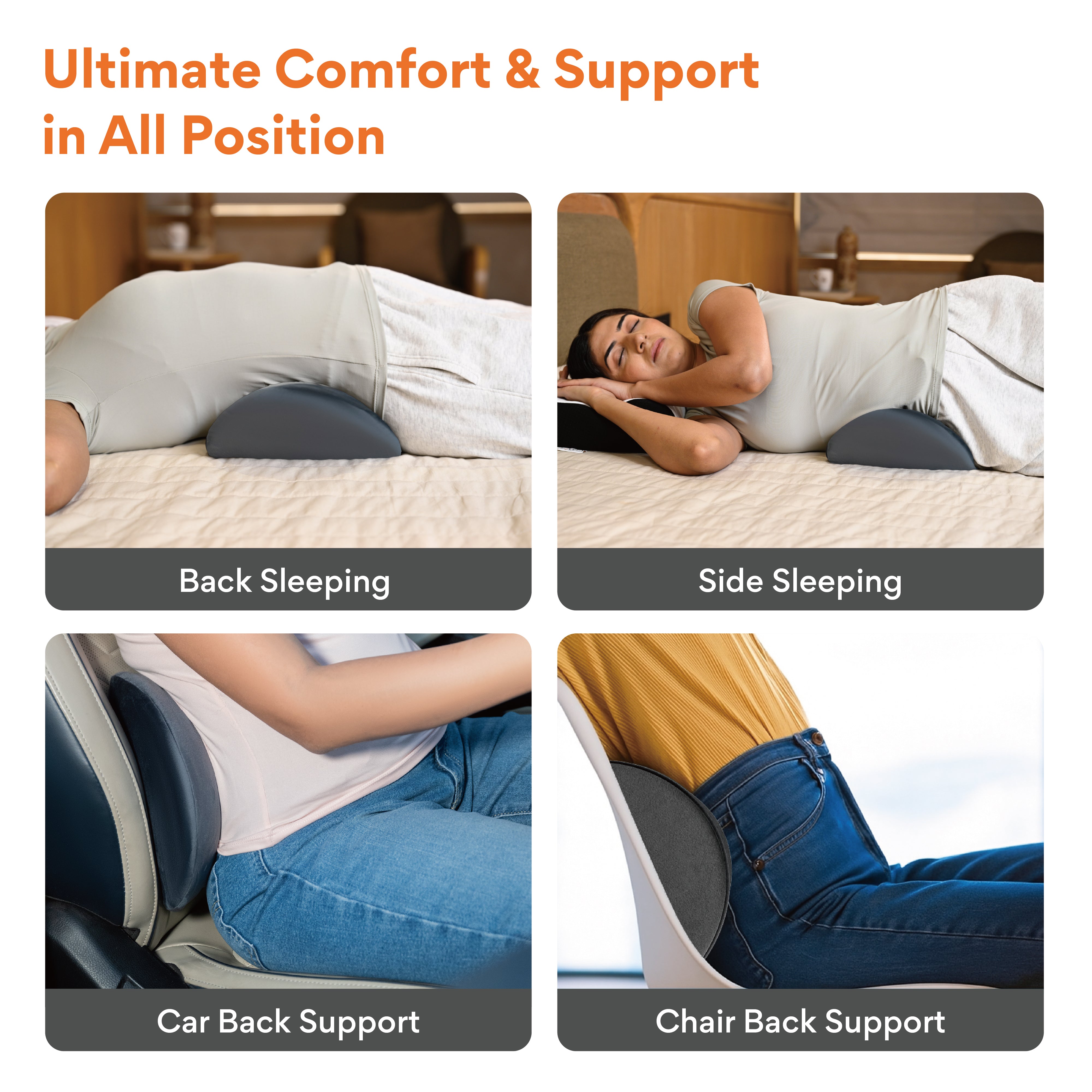 Cool Gel Memory Foam Contoured Lumbar Pillow for Sleeping