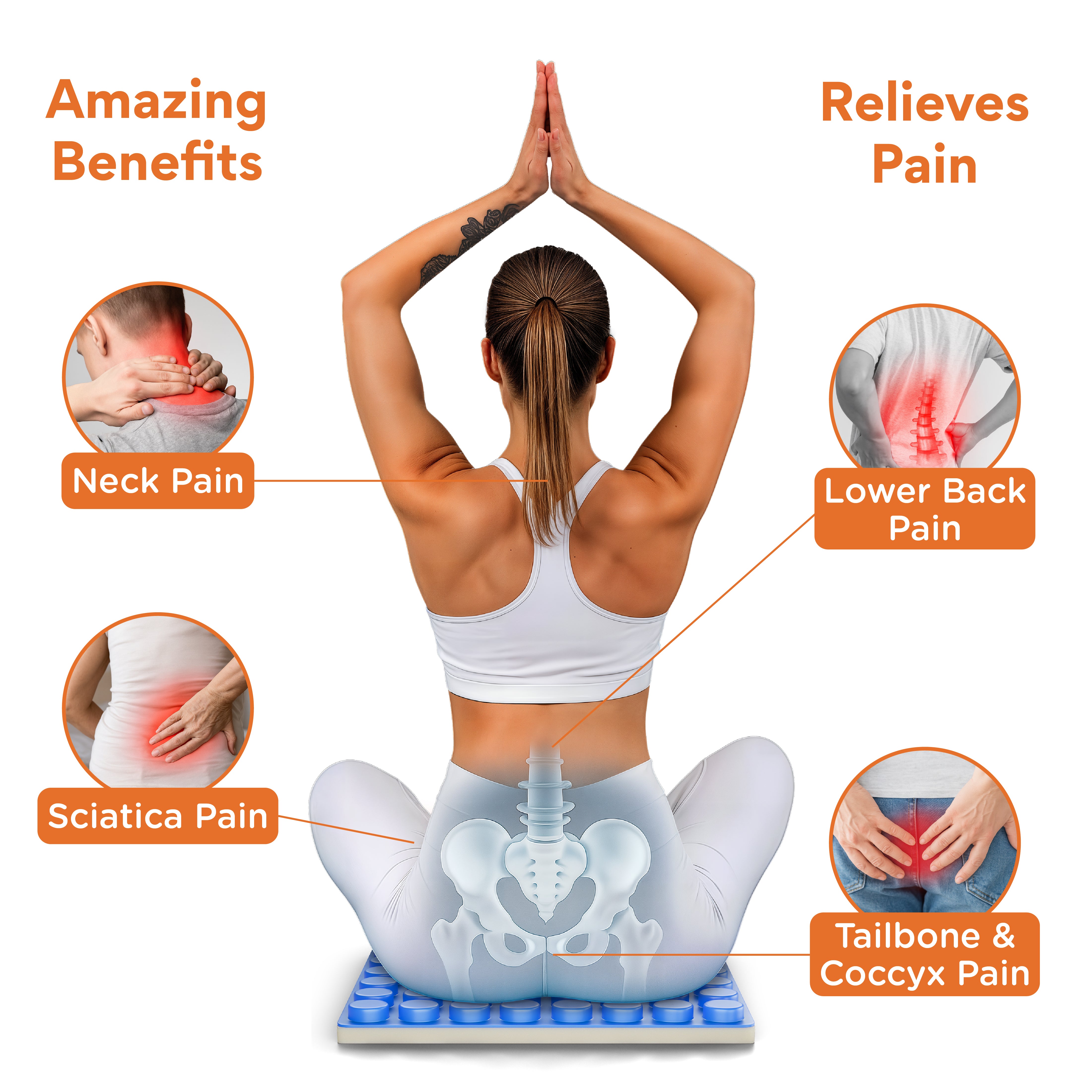 Premium Gel Seat Cushion - Prevents Pressure Sores, Sciatica & Coccyx/Tailbone Pain