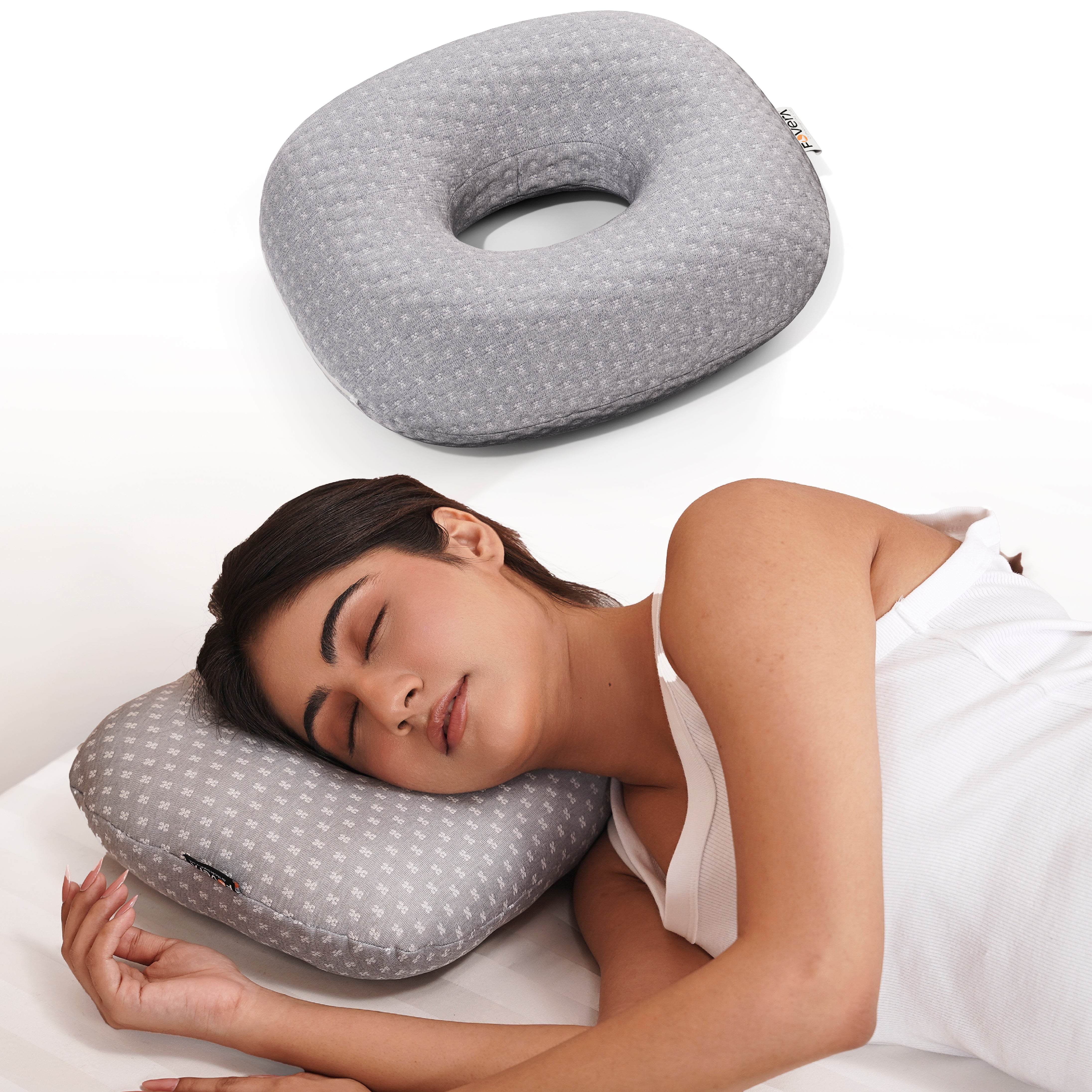 FOVERA Ear Piercing Pillow for Side Sleepers with Ear Hole | Relief from Ear Pain, CNH, Ear Inflammation