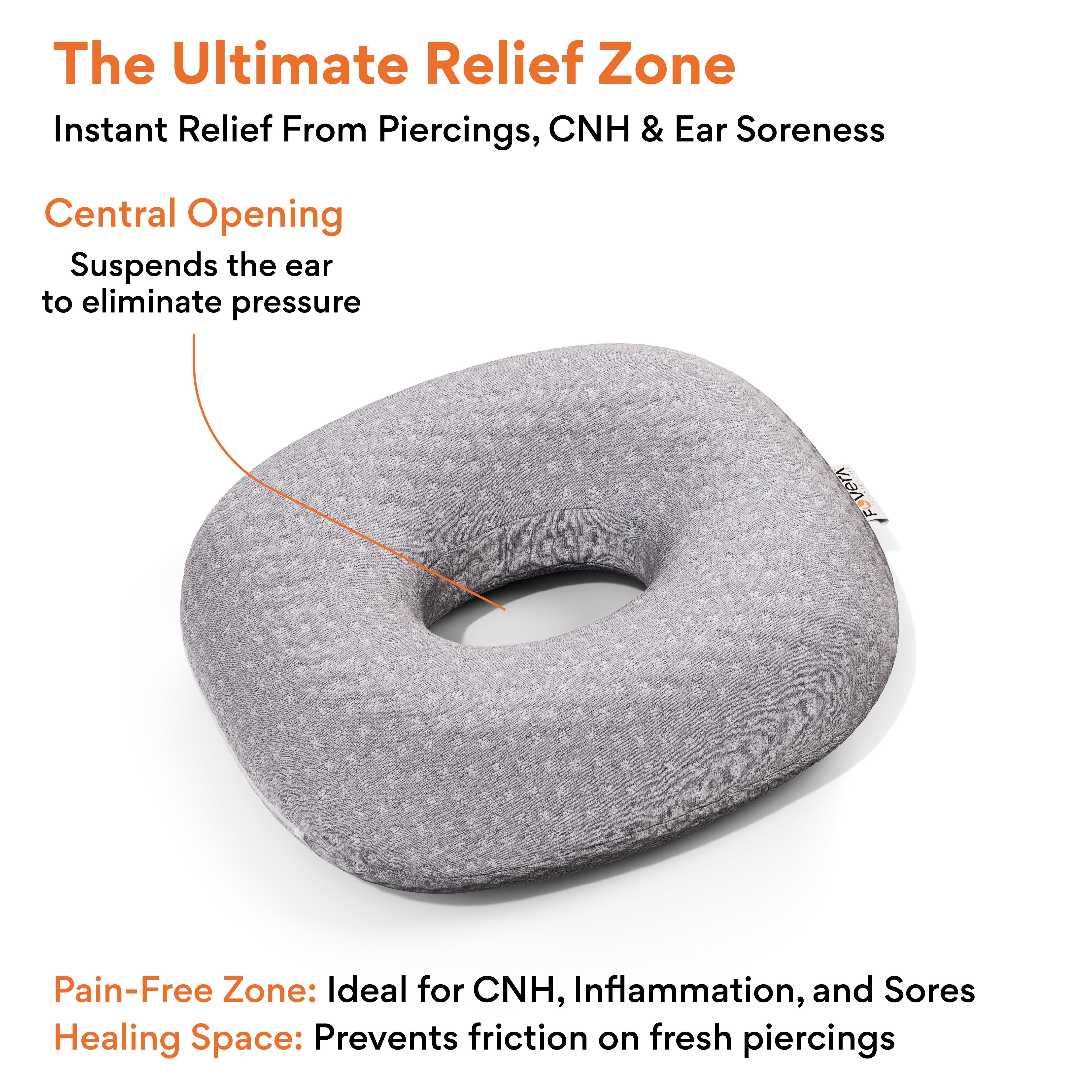 FOVERA Ear Piercing Pillow for Side Sleepers with Ear Hole | Relief from Ear Pain, CNH, Ear Inflammation
