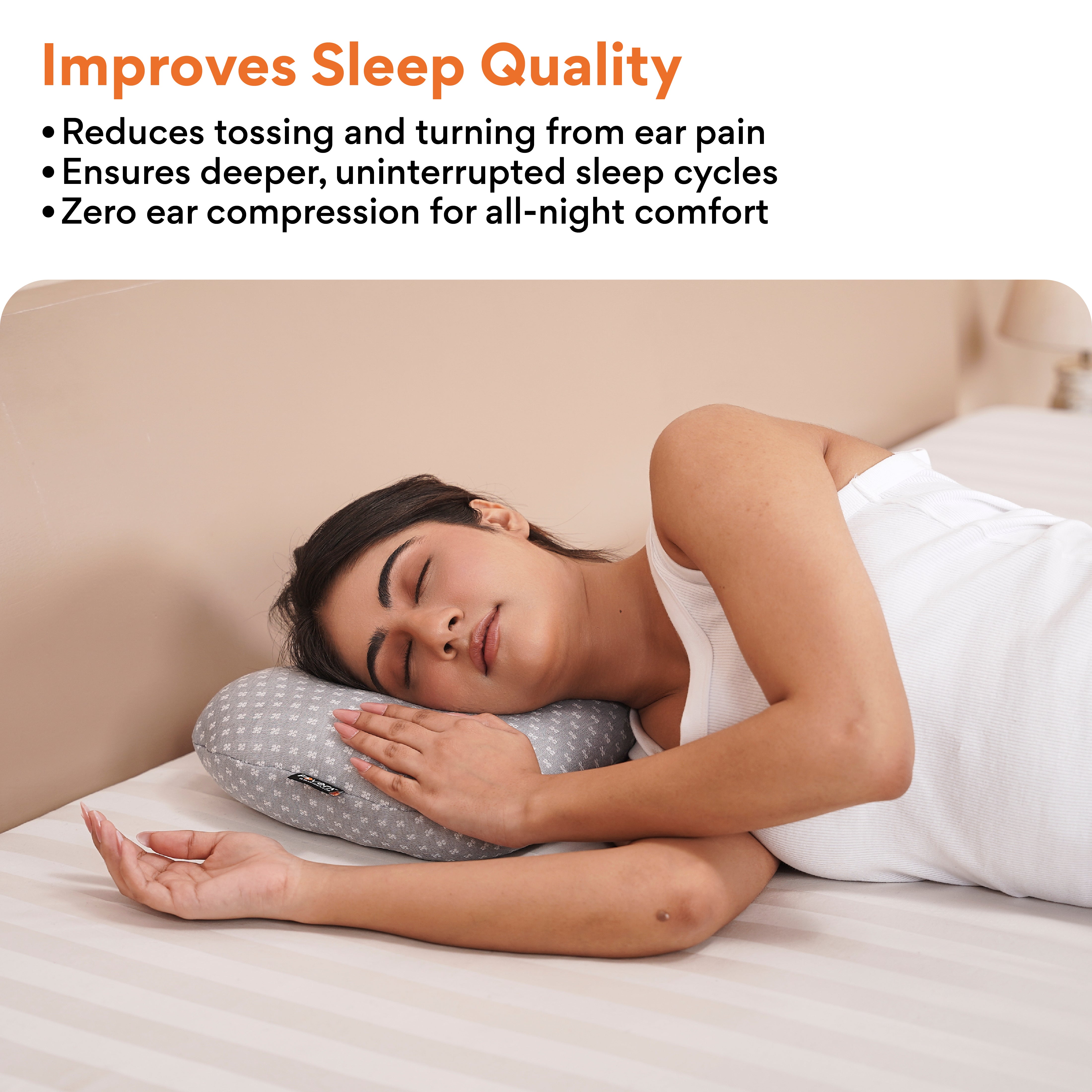 FOVERA Ear Piercing Pillow for Side Sleepers with Ear Hole | Relief from Ear Pain, CNH, Ear Inflammation