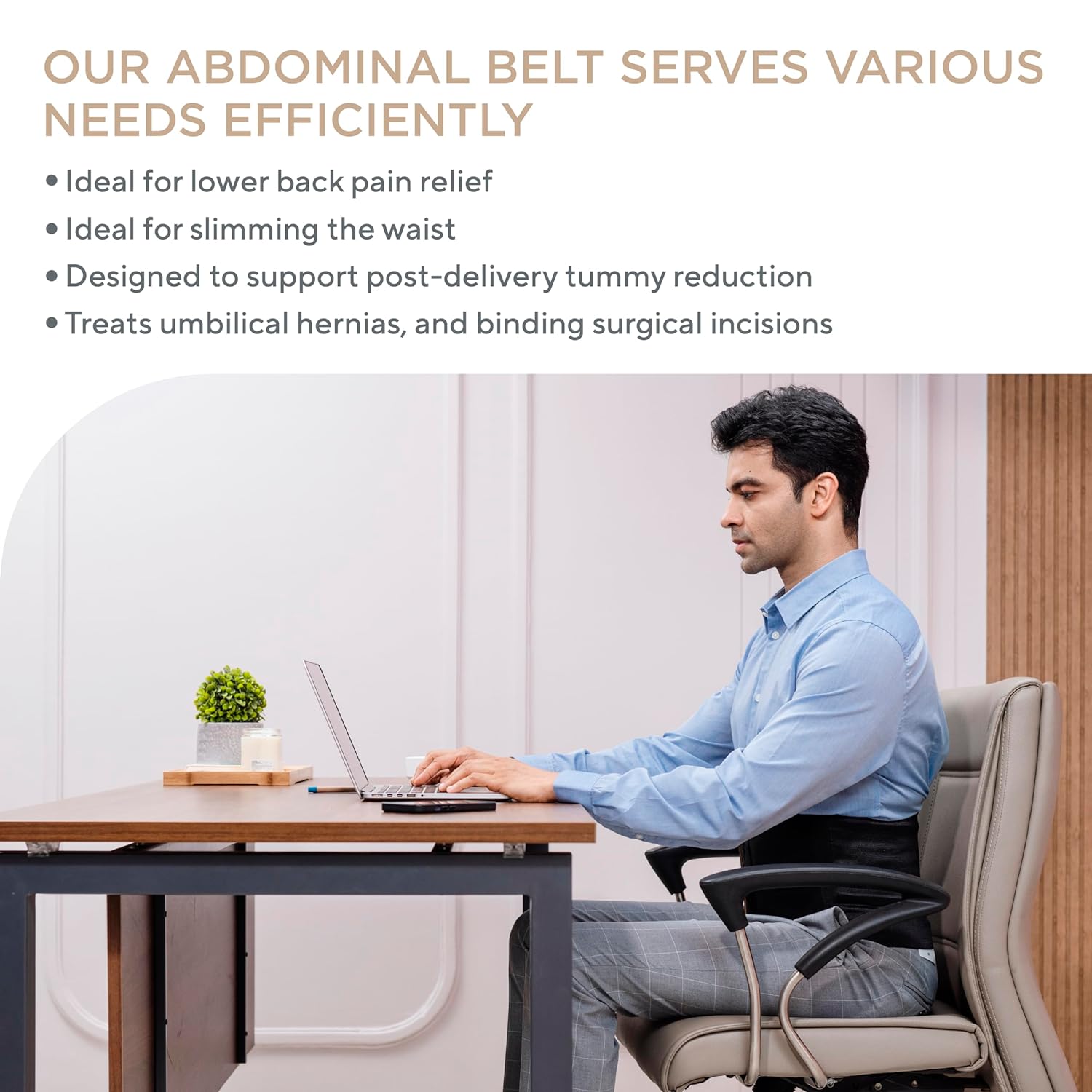 Abdominal Belt (9 Inch) for Lower Back Pain Relief, Slimming Waist, Post Delivery Tummy Reduction