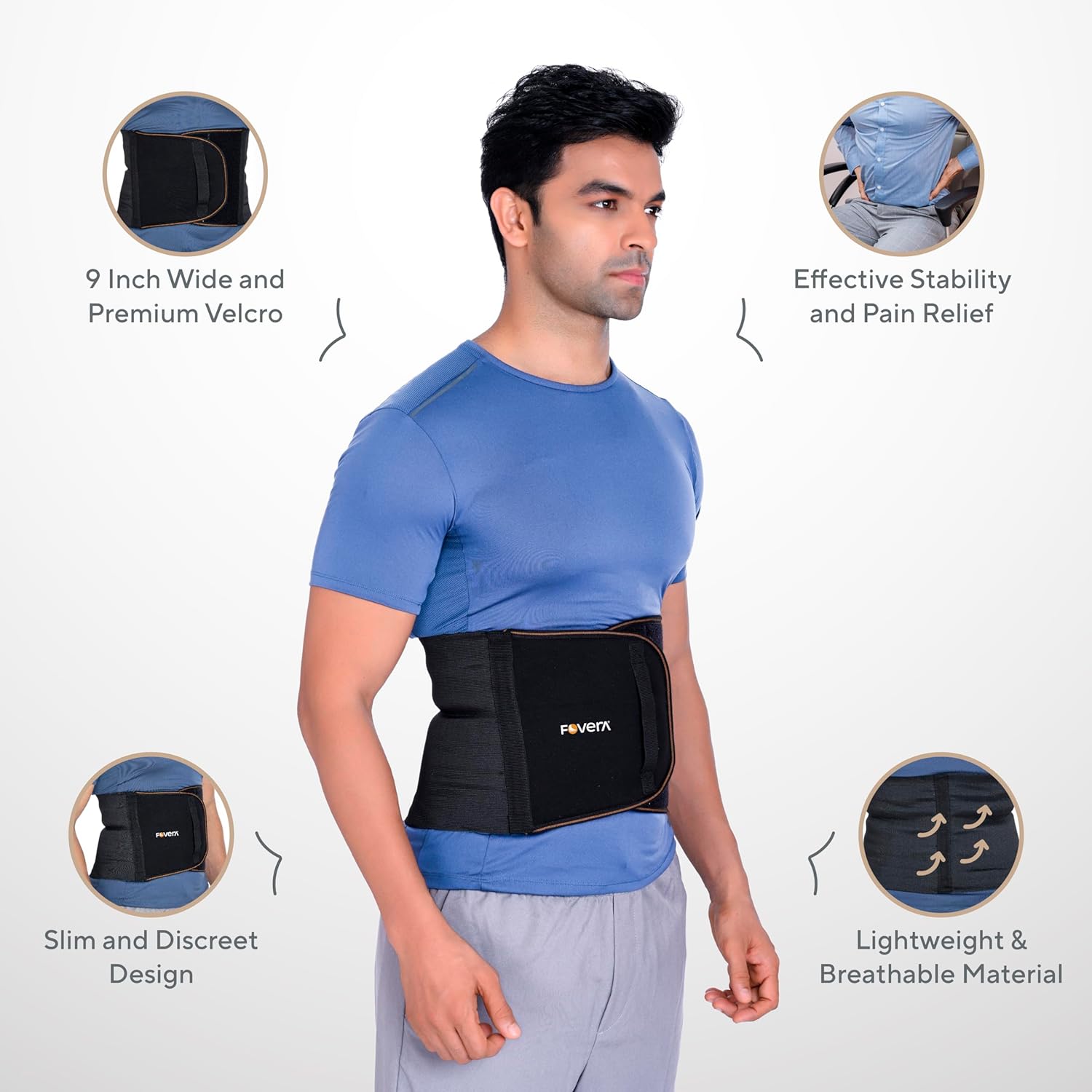 Abdominal Belt (9 Inch) for Lower Back Pain Relief, Slimming Waist, Post Delivery Tummy Reduction