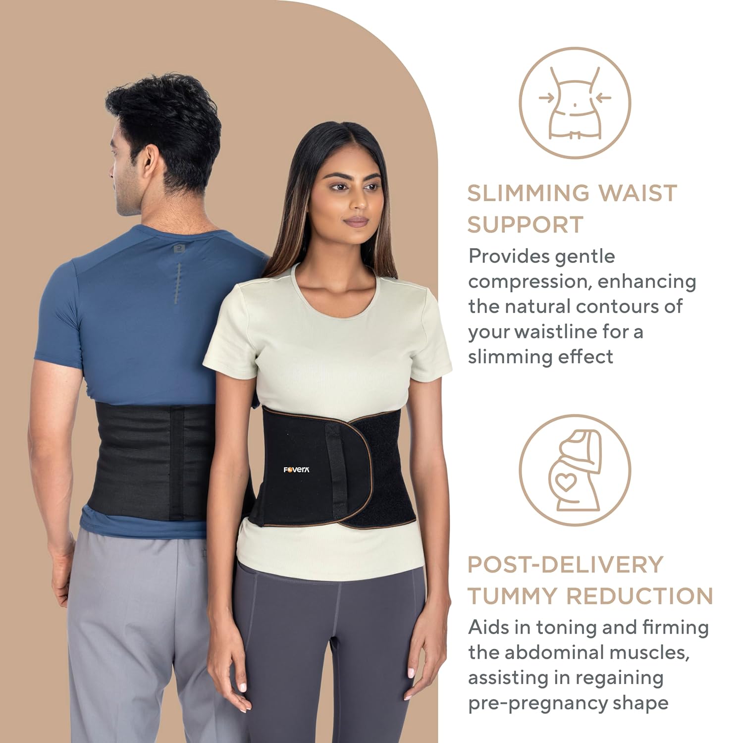 Abdominal Belt (9 Inch) for Lower Back Pain Relief, Slimming Waist, Post Delivery Tummy Reduction