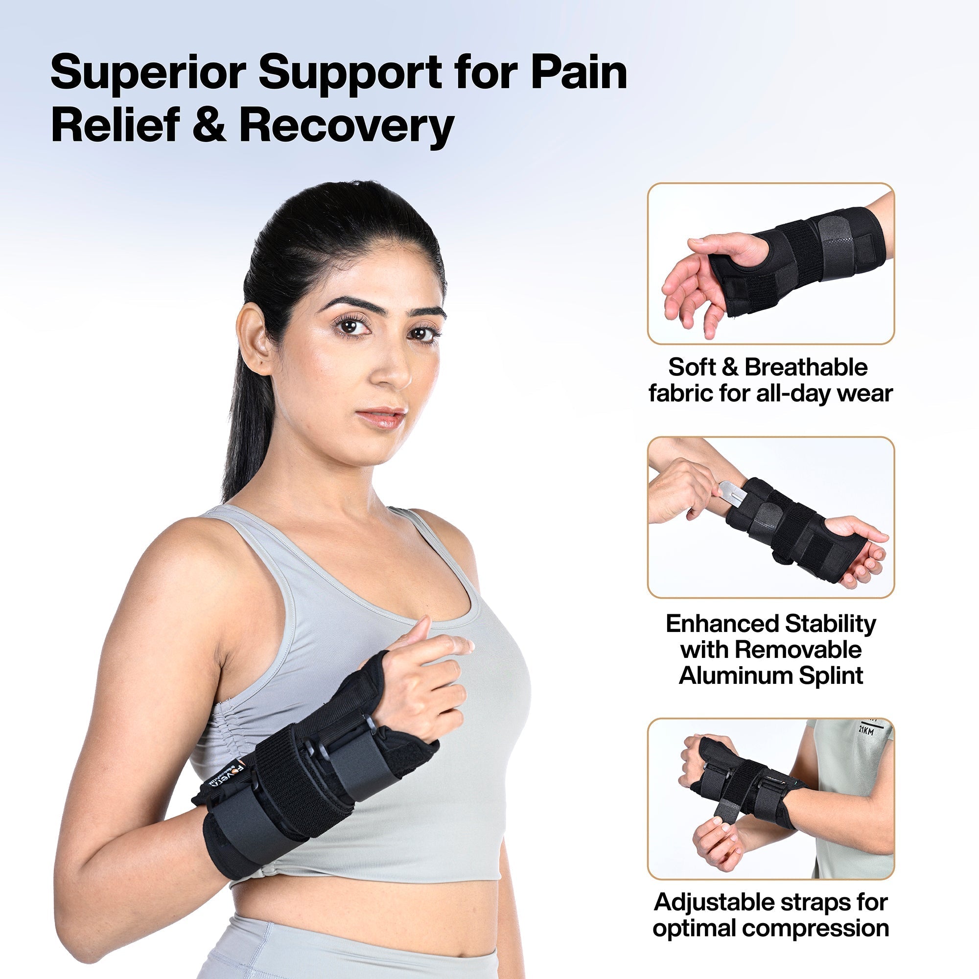 Wrist Splint Brace for Carpal Tunnel, Adjustable Wrist Support Brace with Splints