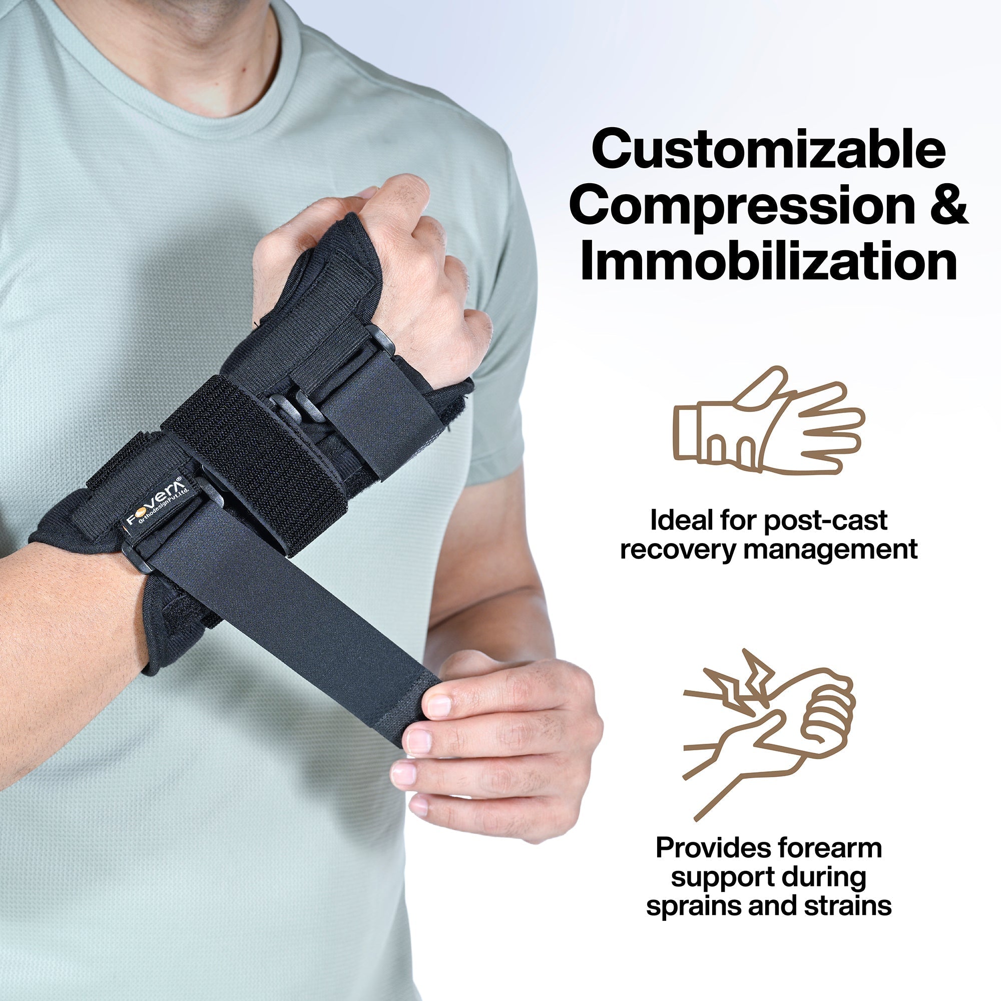 Wrist Splint Brace for Carpal Tunnel, Adjustable Wrist Support Brace with Splints
