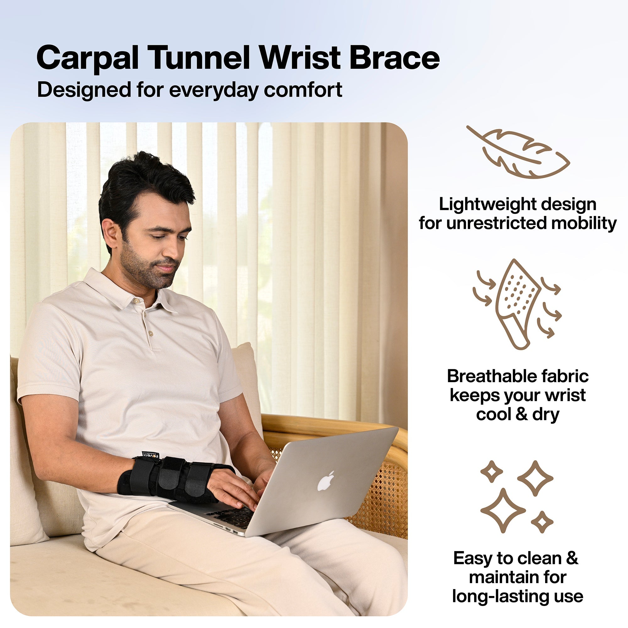 Wrist Splint Brace for Carpal Tunnel, Adjustable Wrist Support Brace with Splints